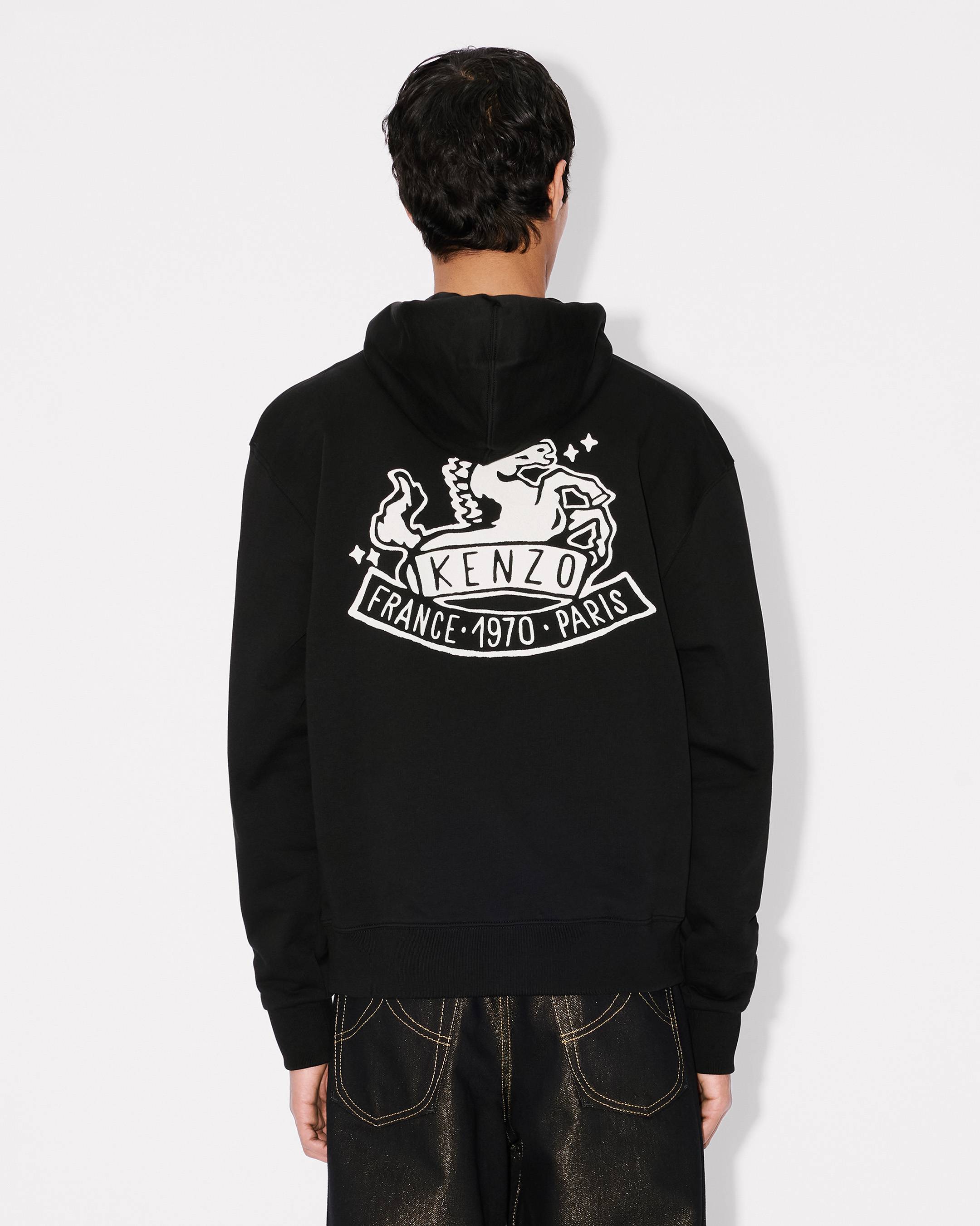 'Lunar New Year' embroidered zip up hoodie in cotton