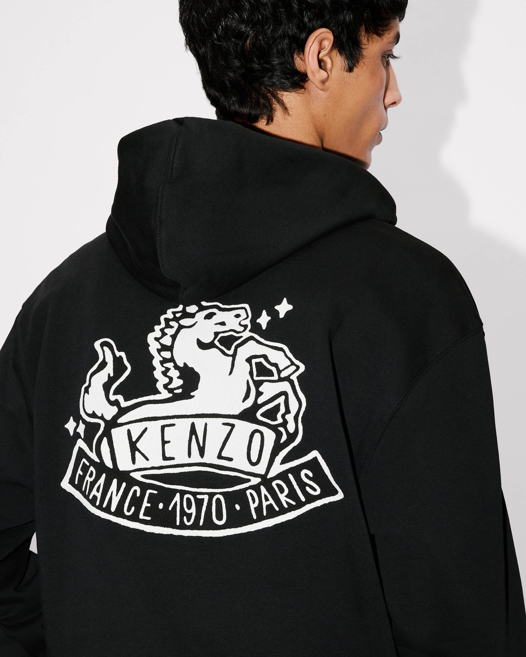 'Lunar New Year' embroidered zip up hoodie in cotton