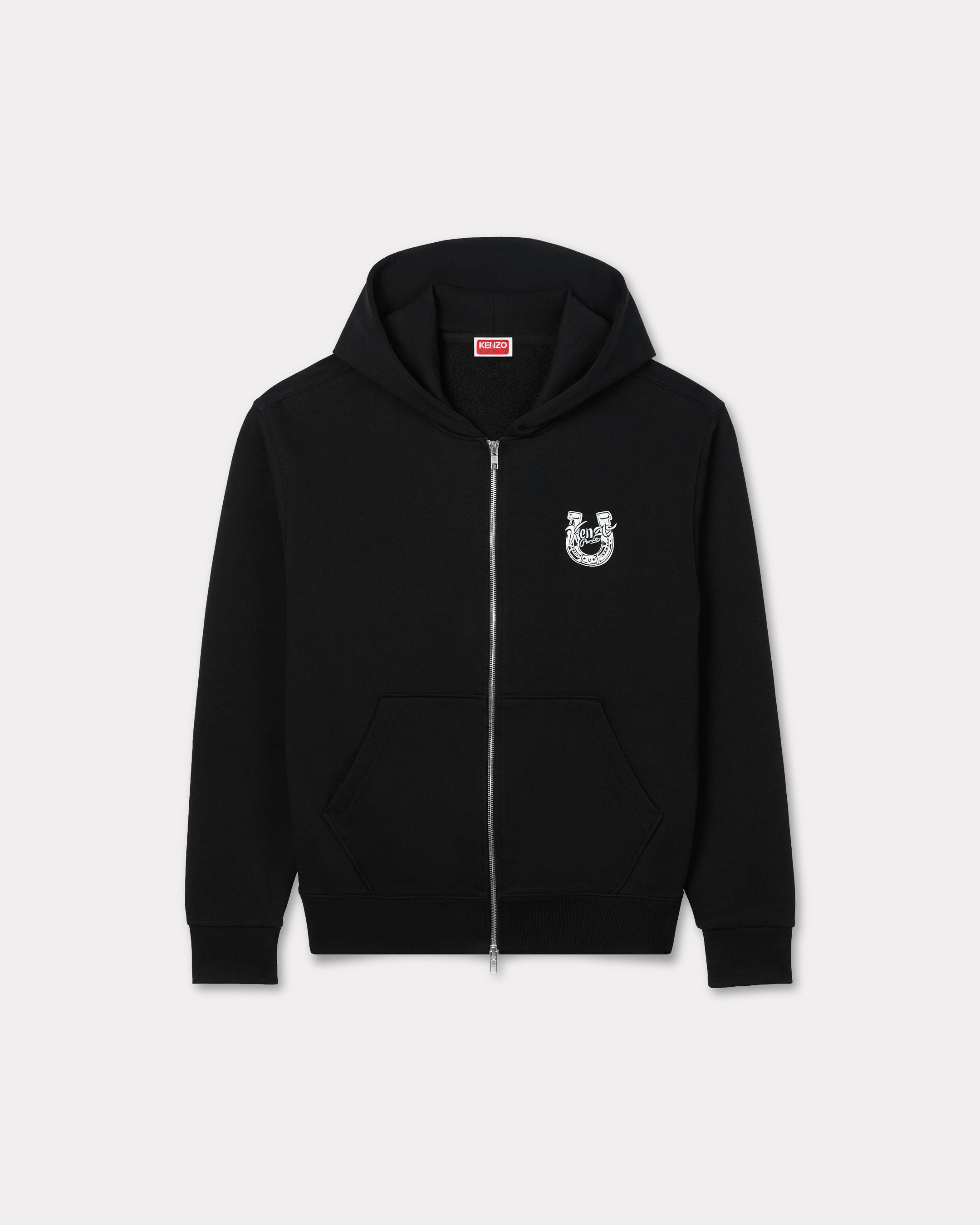 'Lunar New Year' embroidered zip up hoodie in cotton