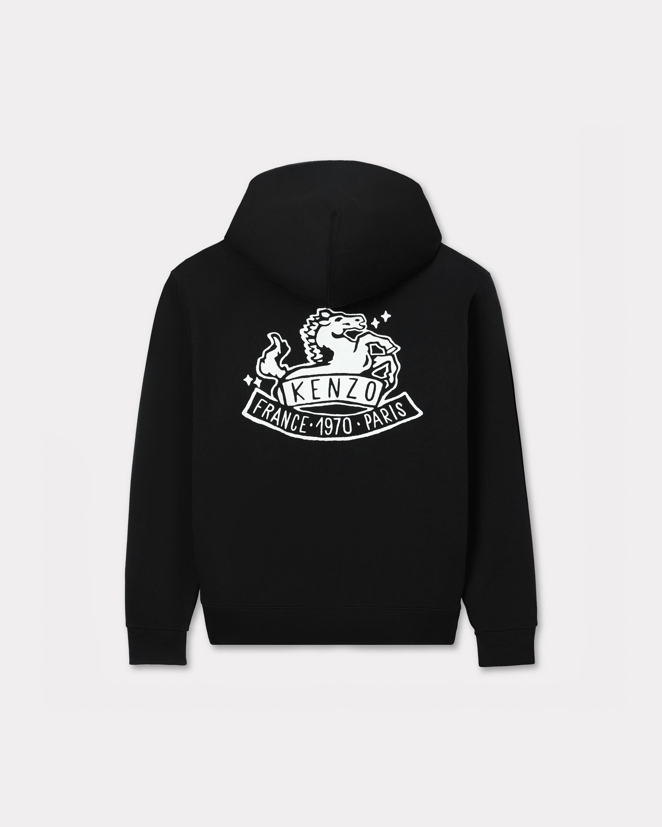 'Lunar New Year' embroidered zip up hoodie in cotton