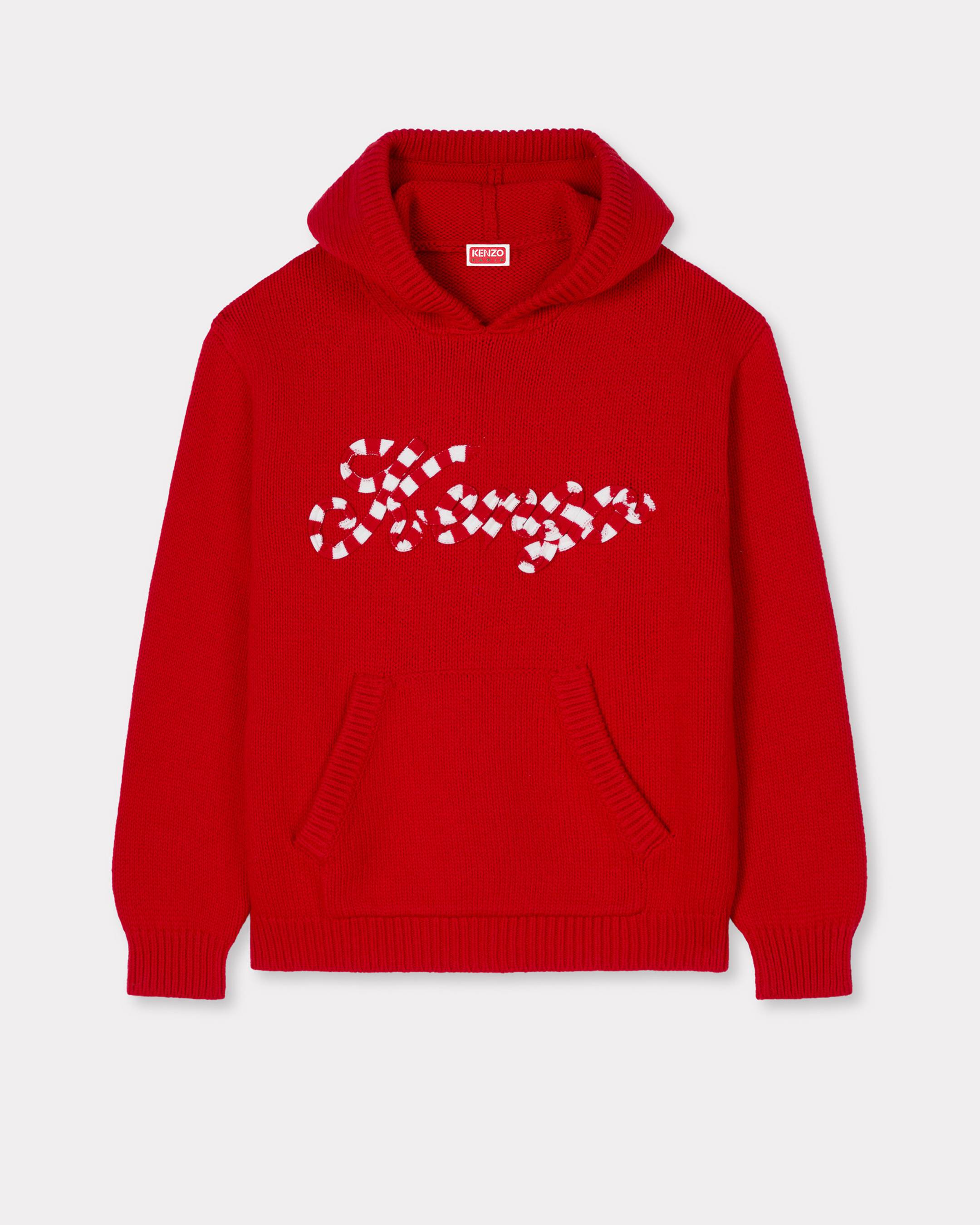 KENZO ' Winter Holidays' Embroidered Hoodie , Man, Cherry Red, Size Xxl,