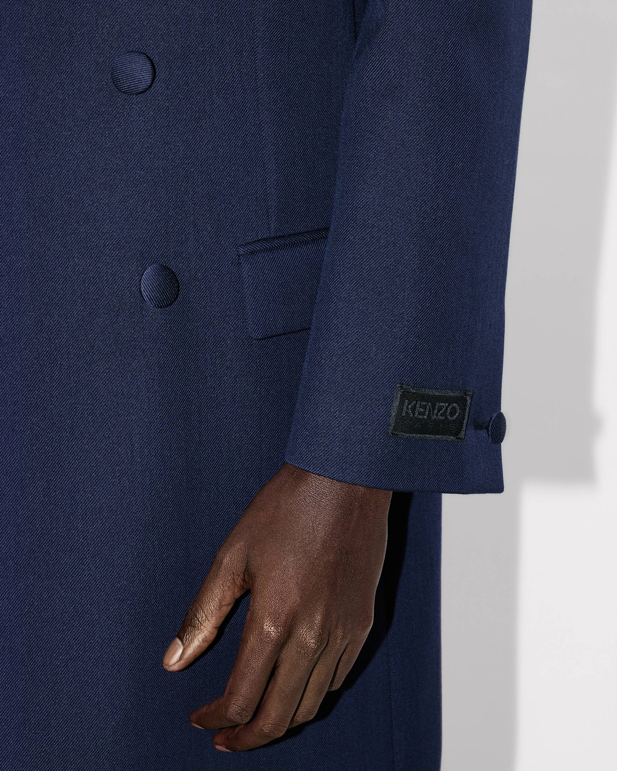 Shawl lapel tailored coat in virgin wool