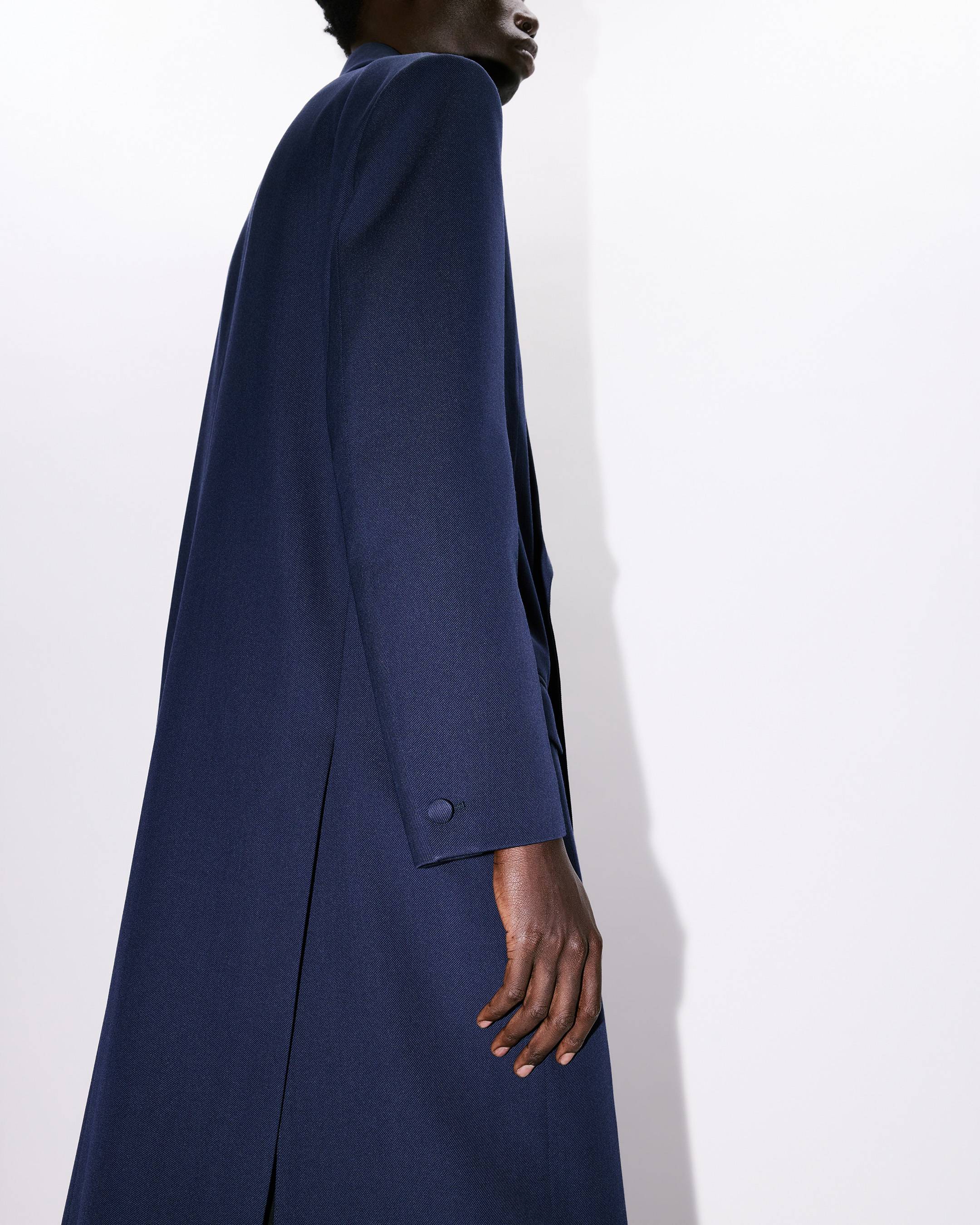 Shawl lapel tailored coat in virgin wool