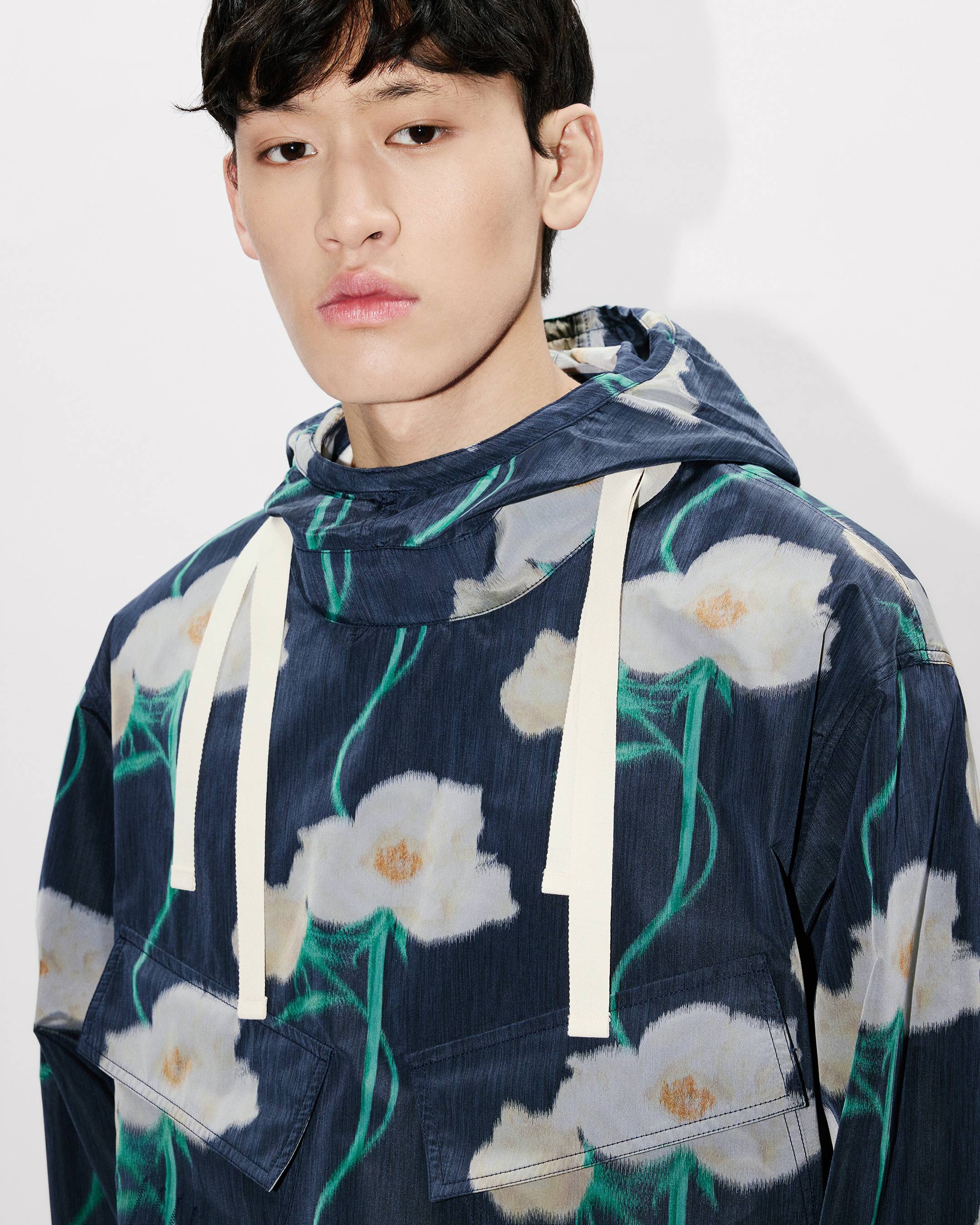 'KENZO Archive Rose' military parka in technical taffeta