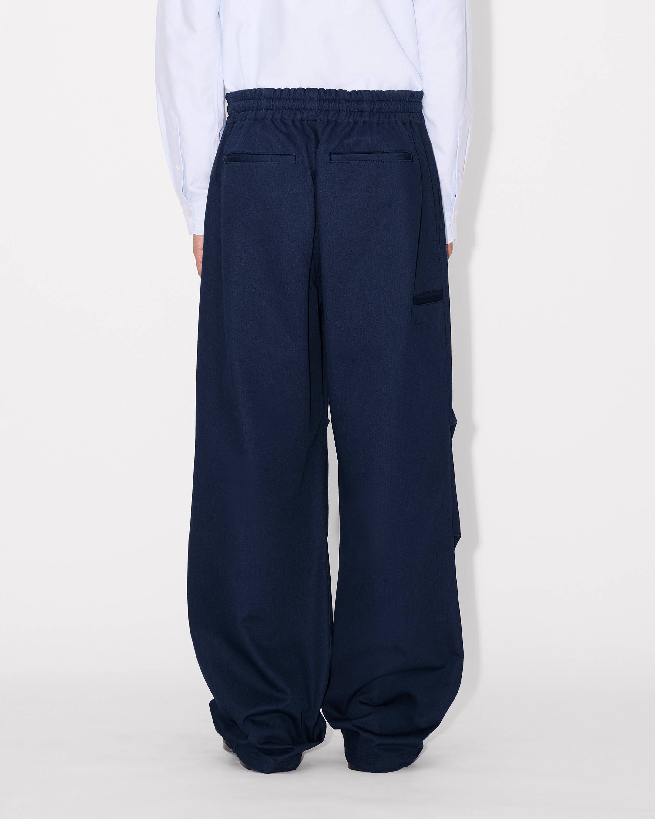 Elasticated pants in herringbone cotton