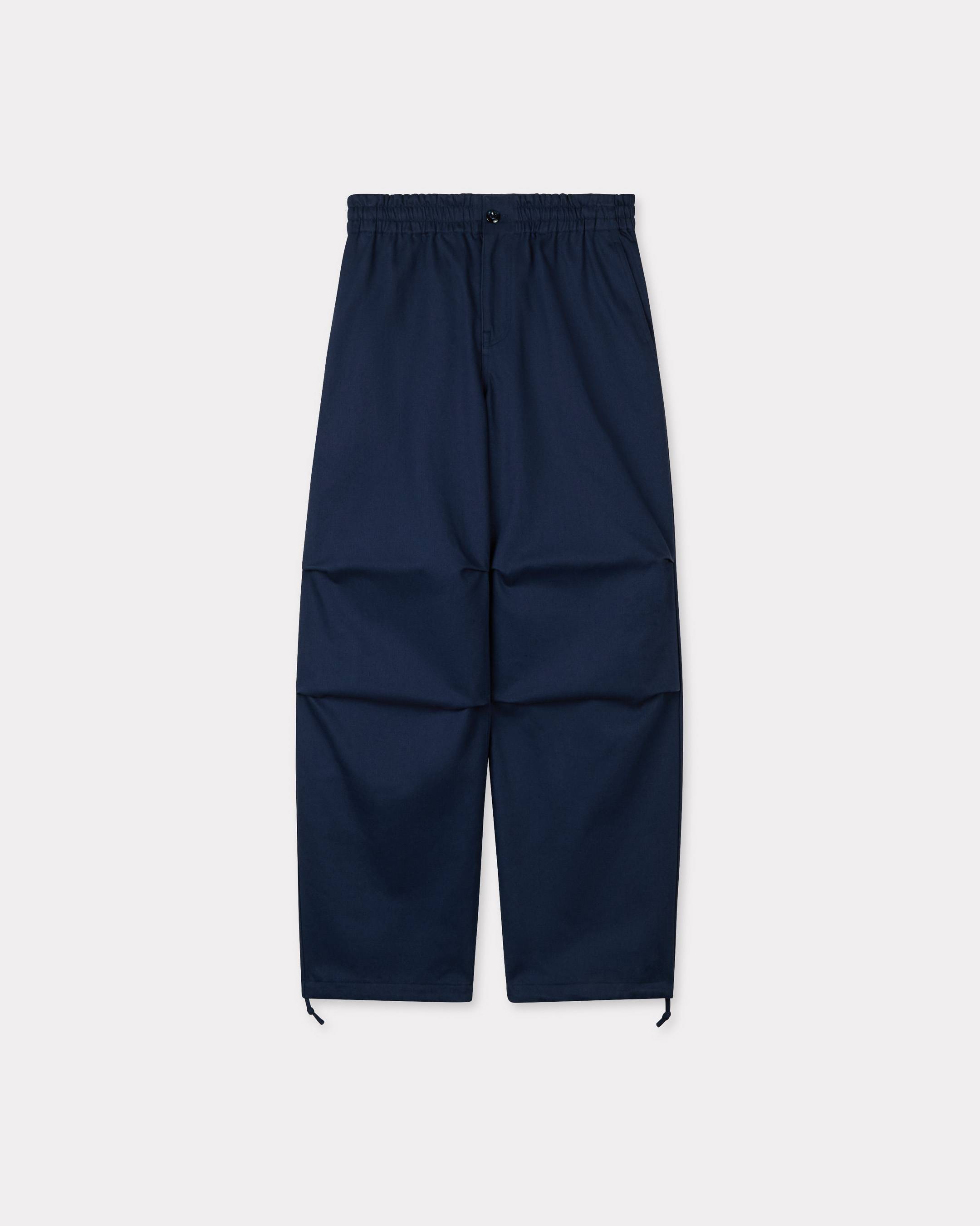 Elasticated pants in herringbone cotton