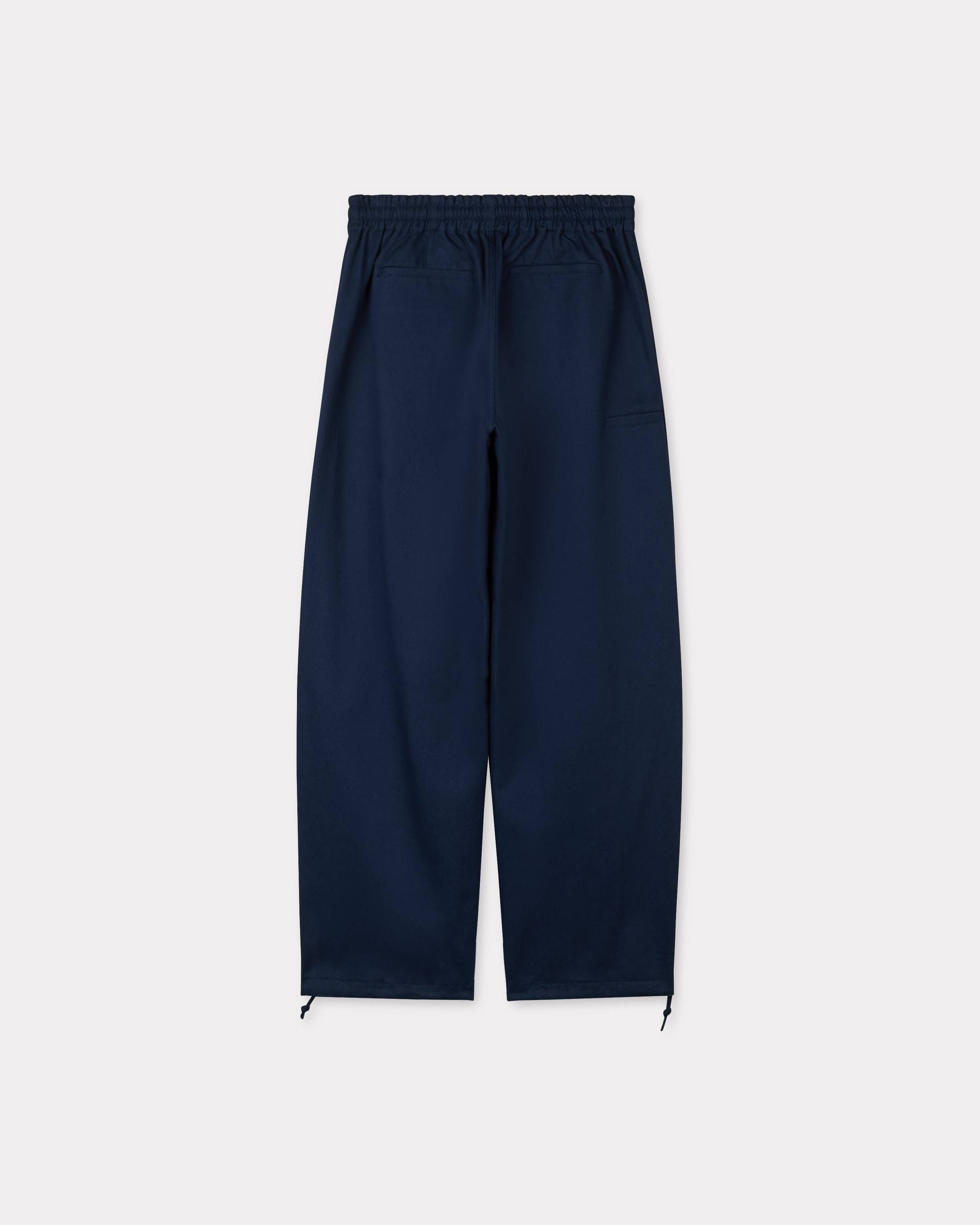 Elasticated pants in herringbone cotton