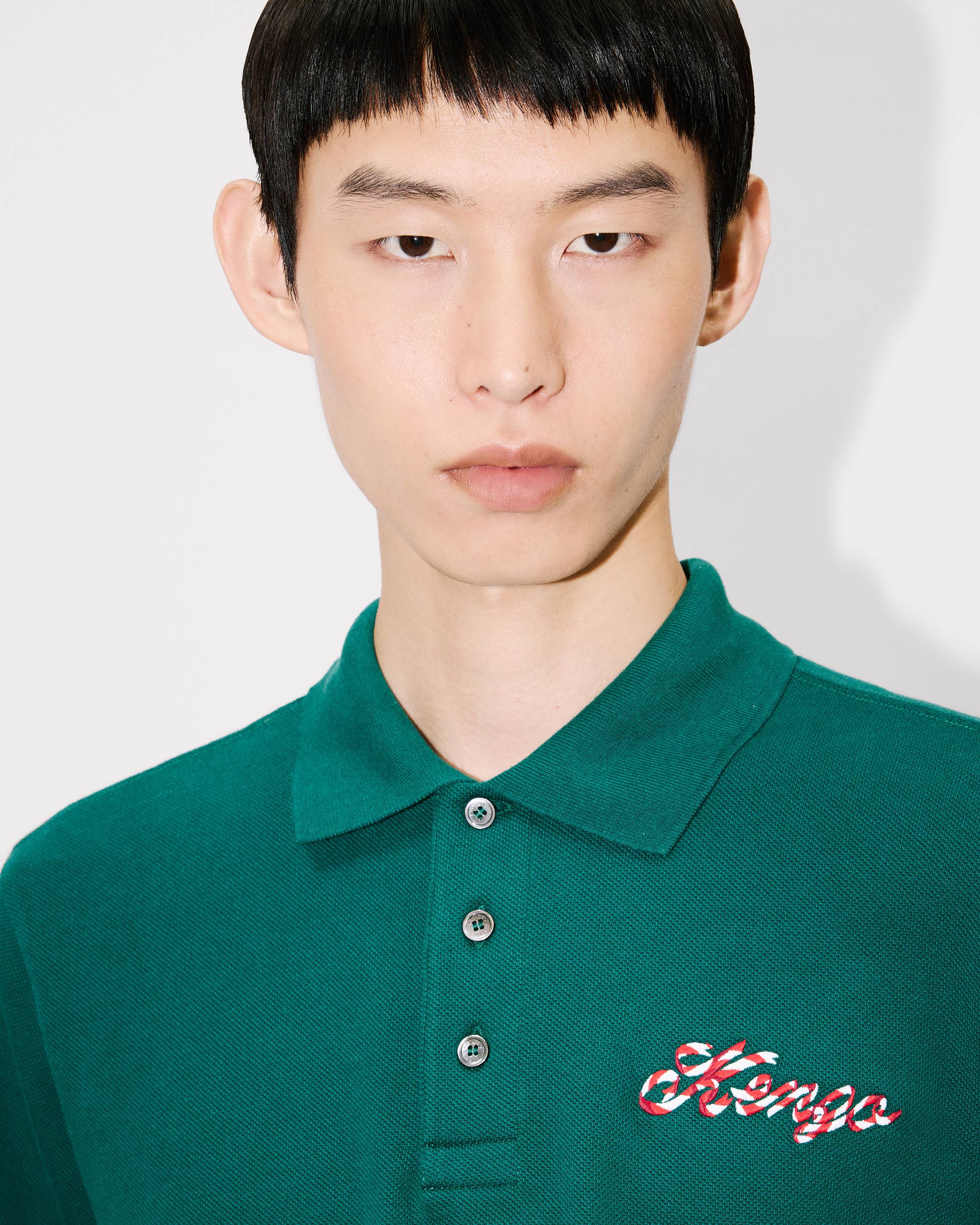 'KENZO Winter Holidays' エンブロイダリー スリム ポロ イン コットン