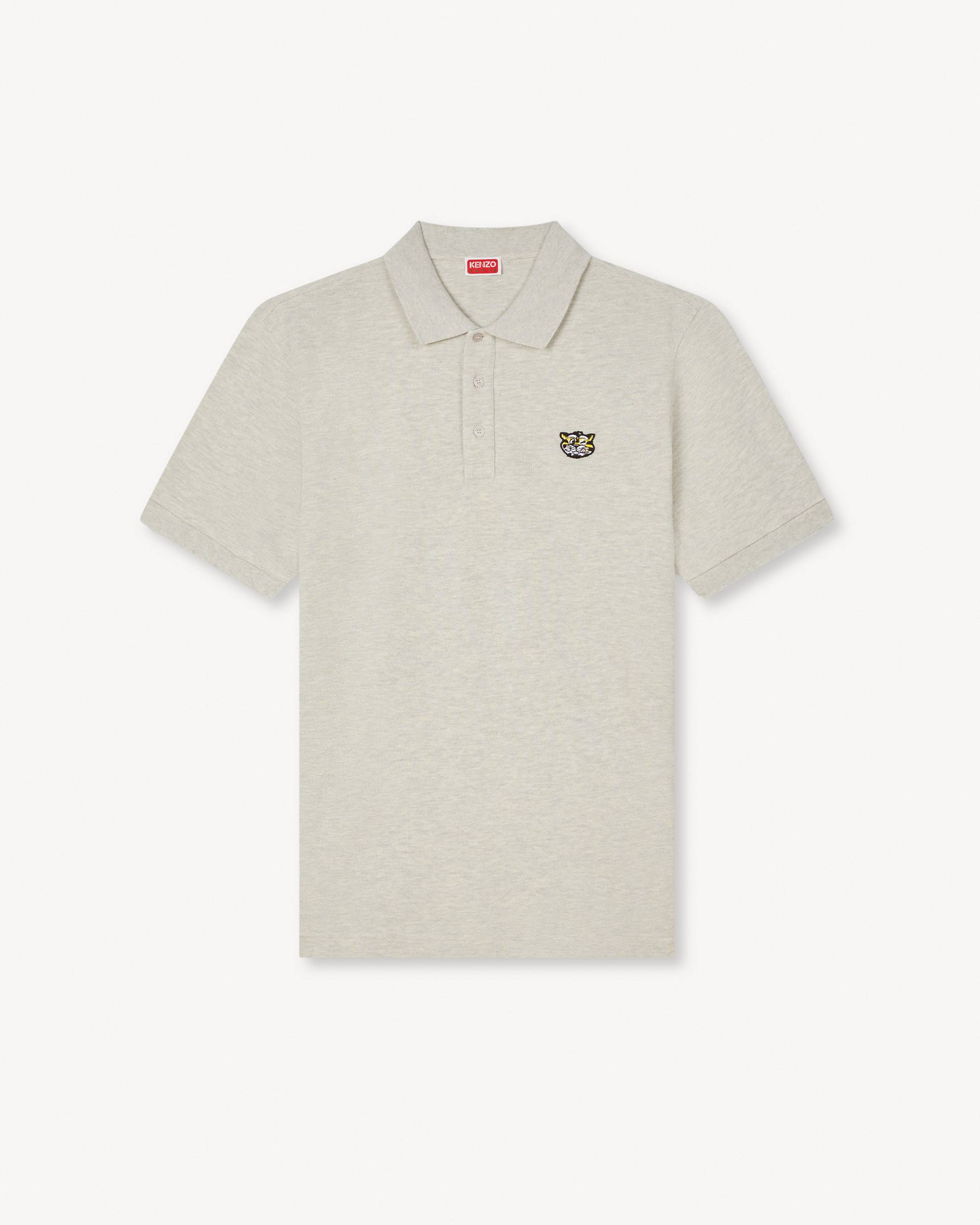 KENZO 'Kenzo Wild Tiger' Slim Polo In Cotton Pale Grey- Mens - Size Xs