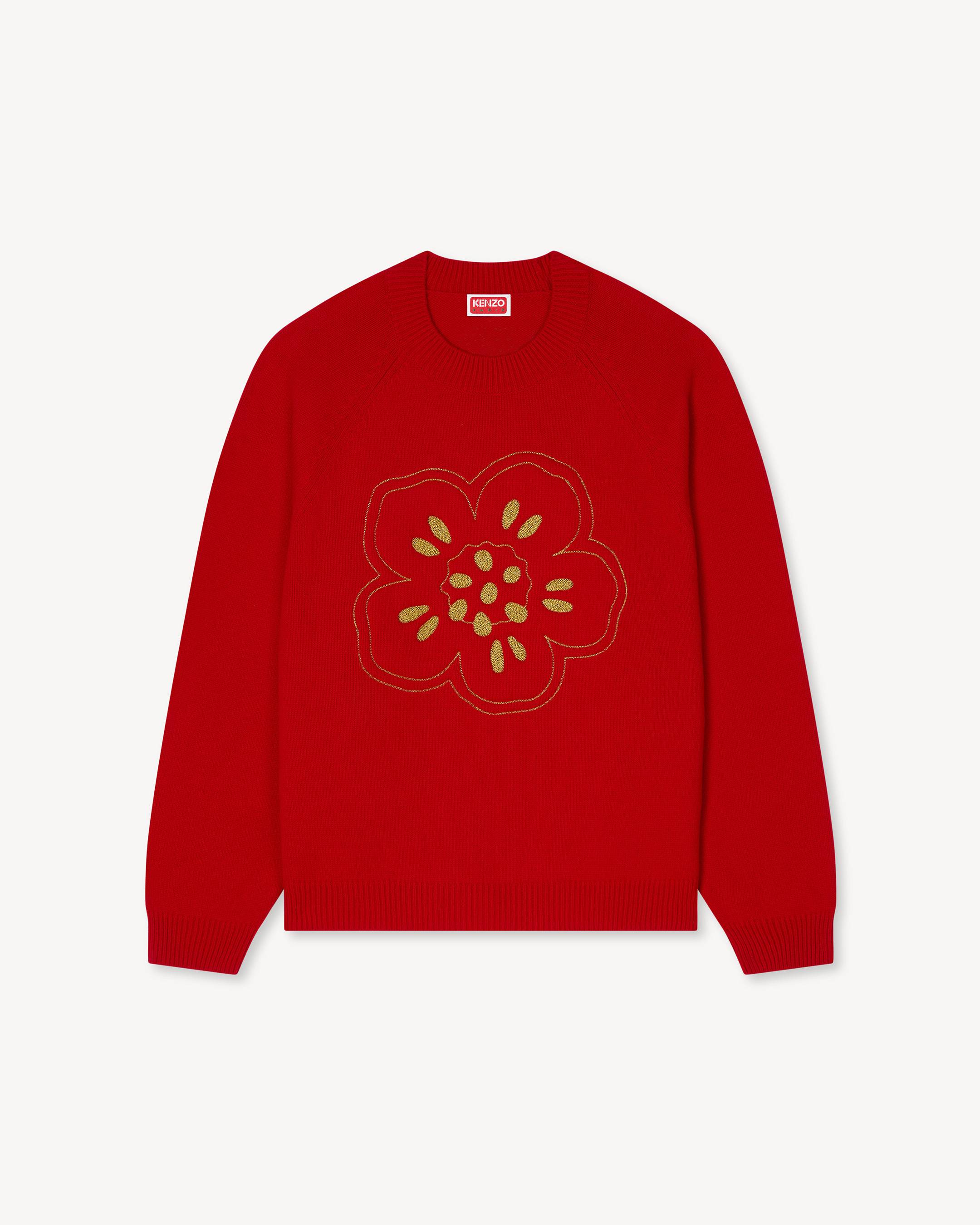 KENZO 'Boke Flower' Sweater In Wool, Man, Cherry Red, Size M, Wool