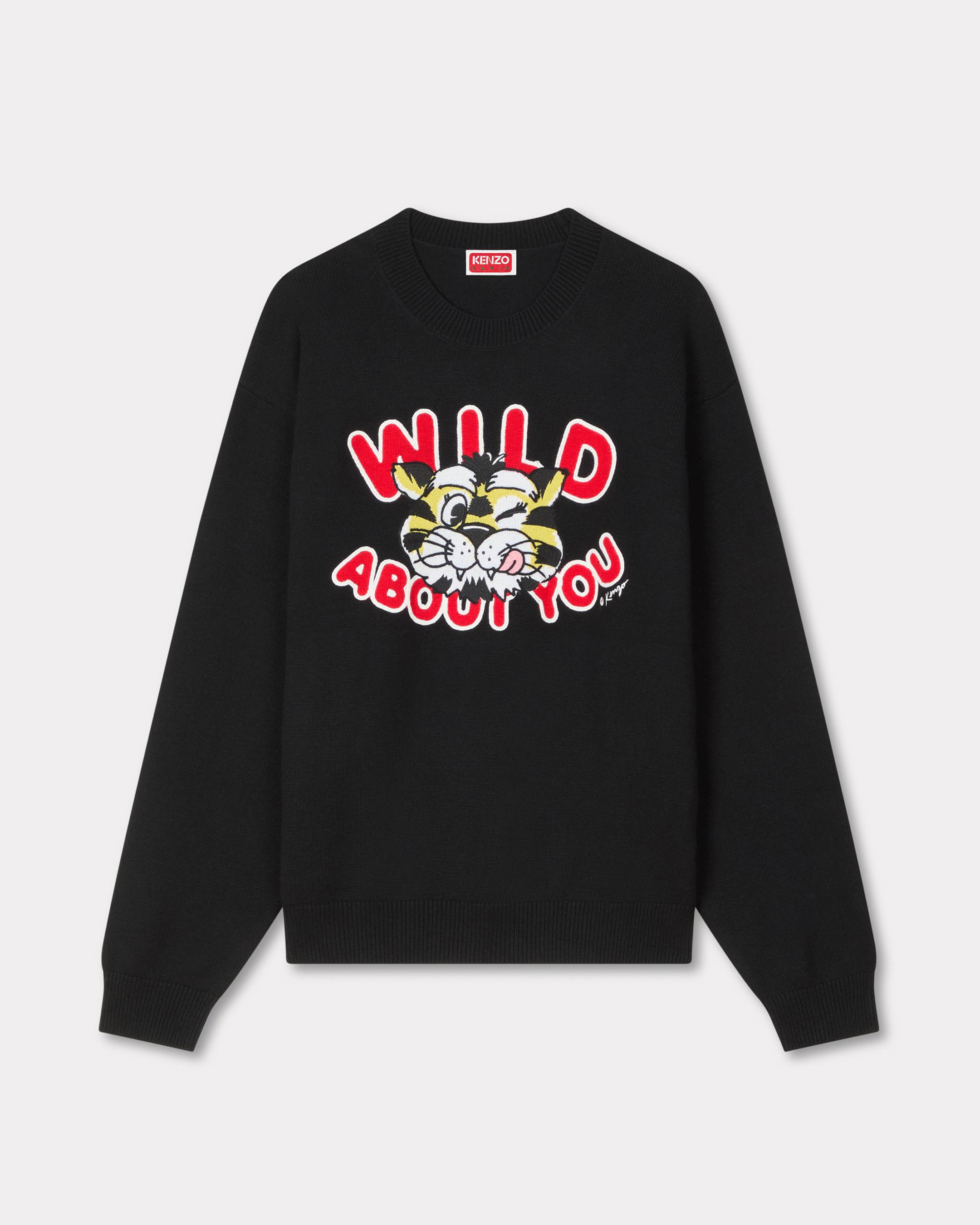KENZO ' Wild Tiger' Sweater In Wool Cotton, Man, Black, Size Xs, Cotton