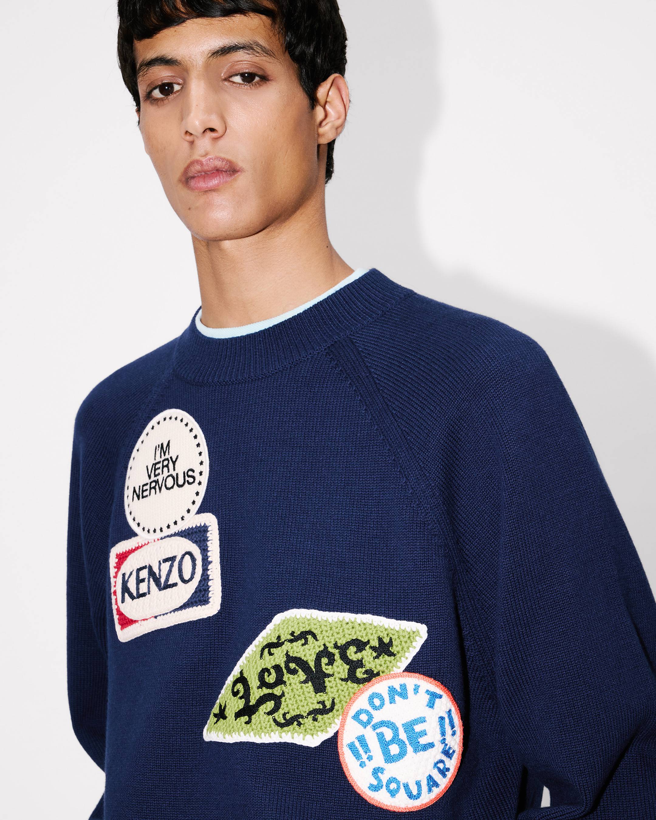 'KENZO Badges' embroidered jumper in cotton wool