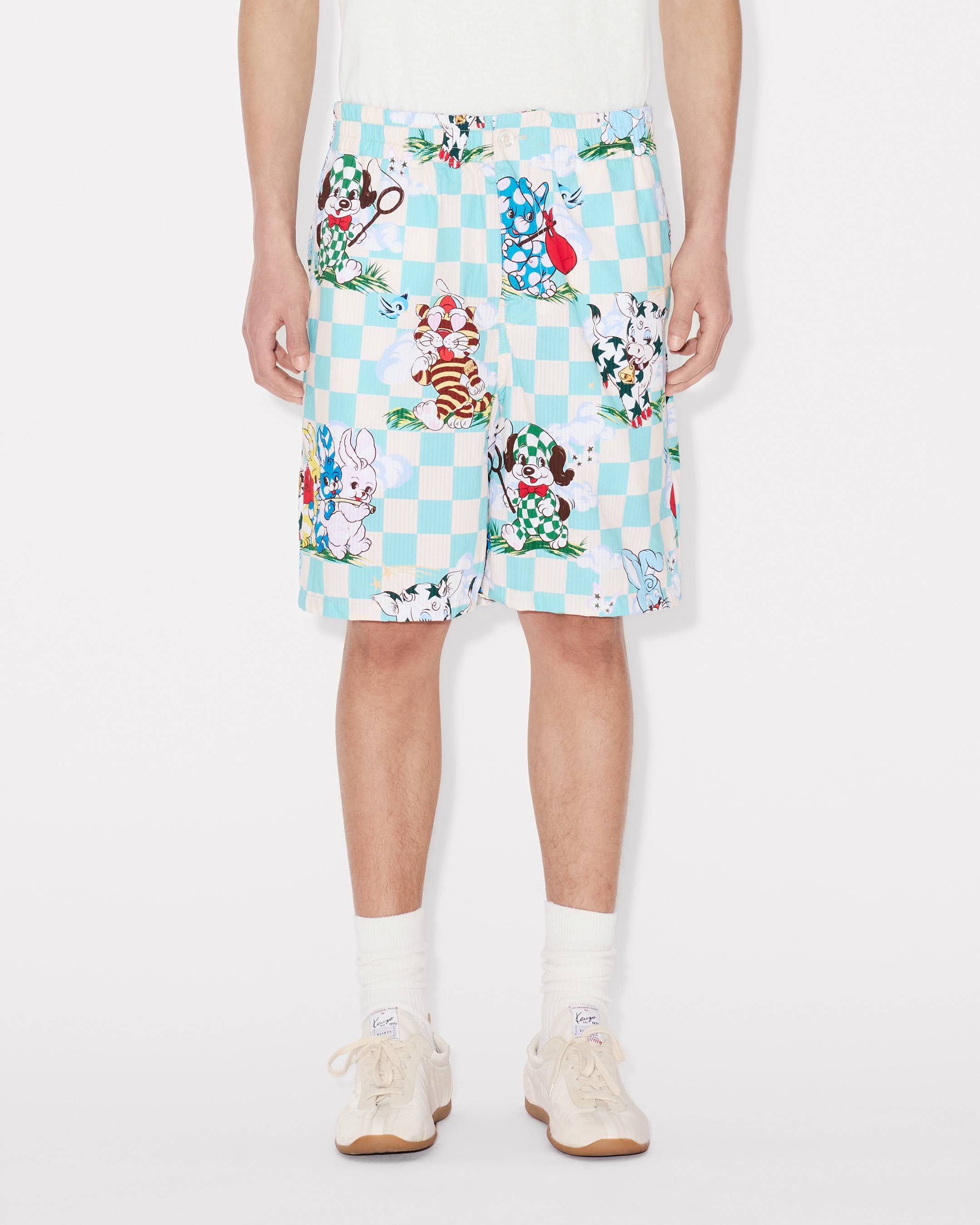 'KENZO Cartoon' elasticated shorts in cotton seersucker