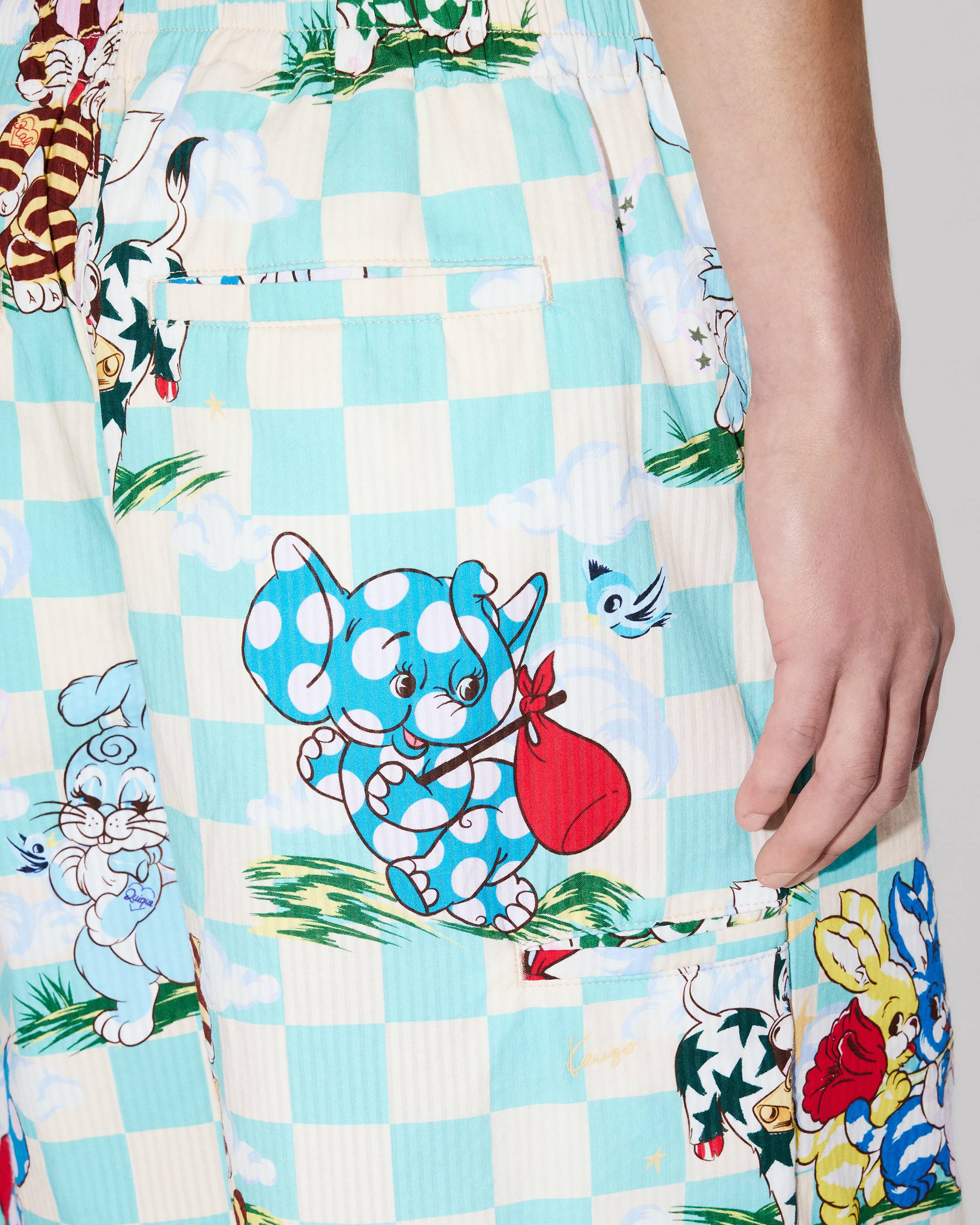 KENZO Cartoon' elasticated shorts in cotton seersucker | Men's | KENZO