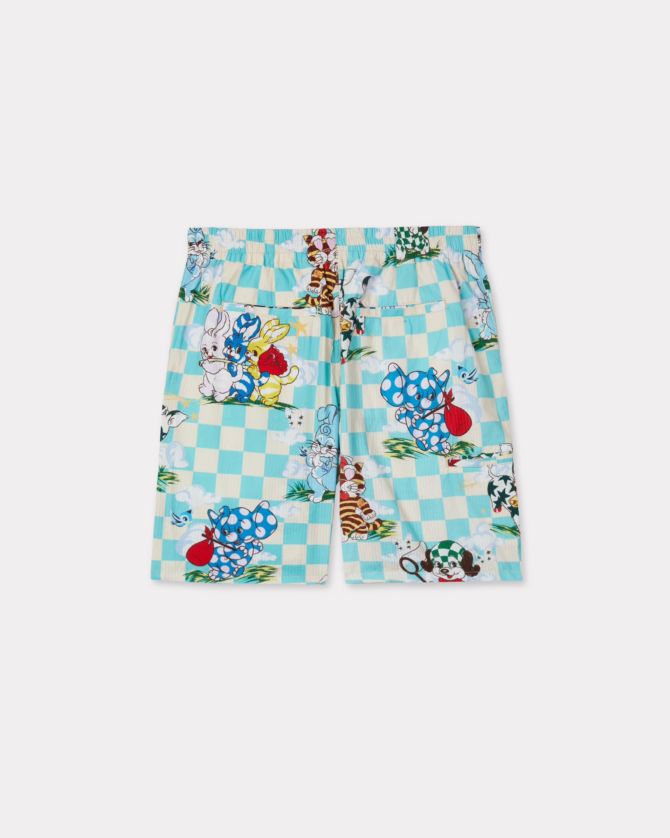 'KENZO Cartoon' elasticated shorts in cotton seersucker