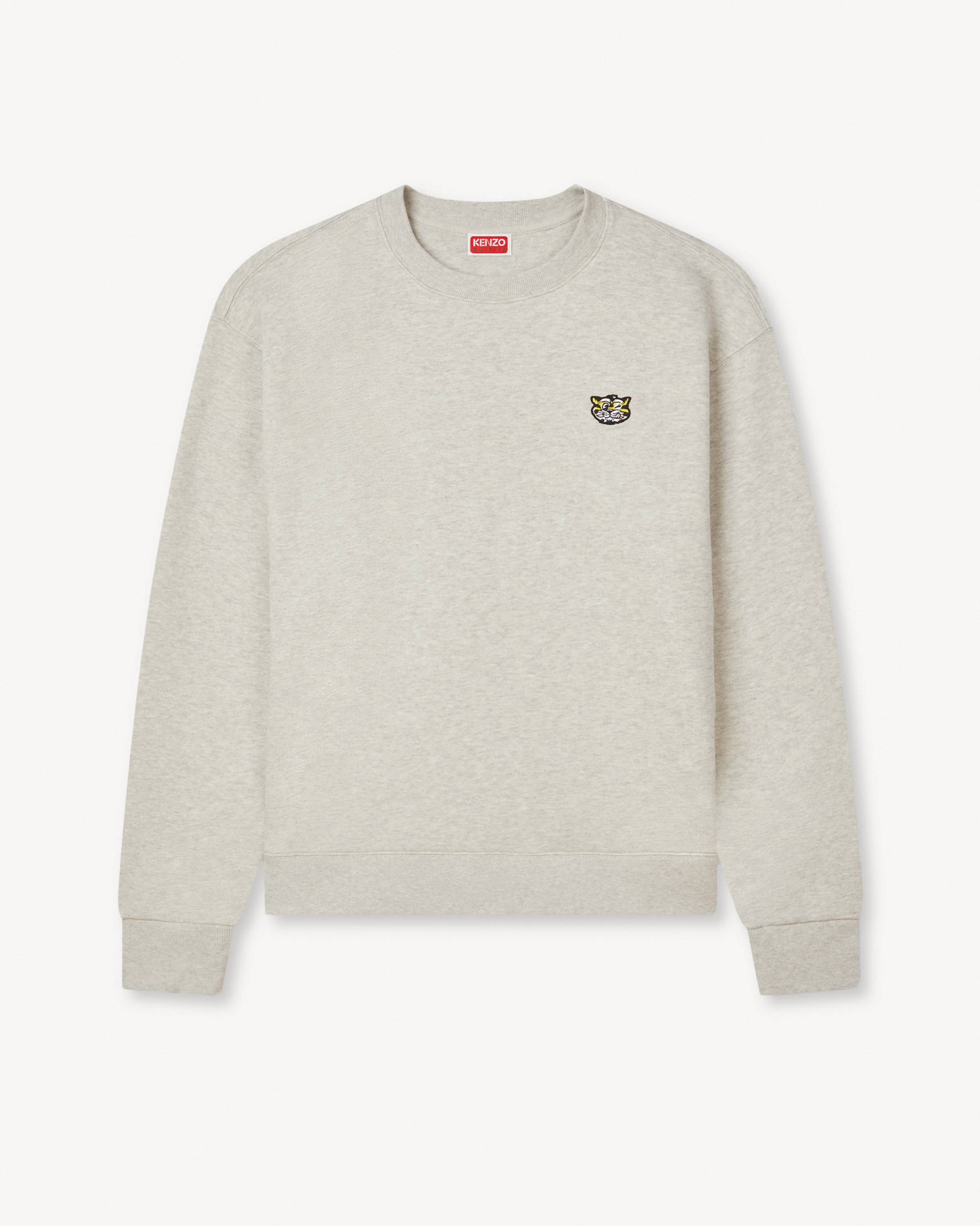 KENZO 'Kenzo Wild Tiger' Embroidered Sweatshirt In Cotton Pale Grey- Mens - Size Xs