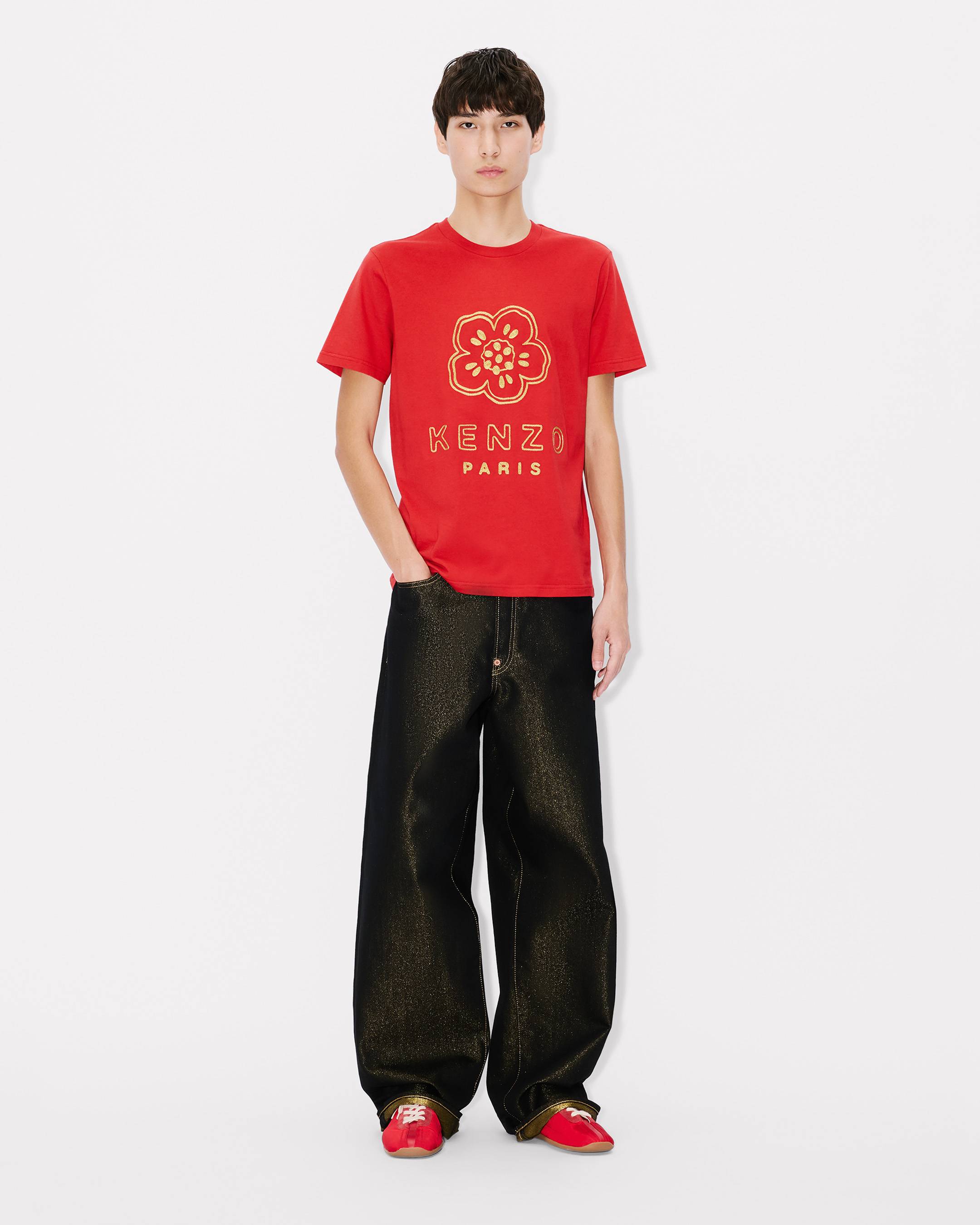 'Boke Flower' embroidered slim T-shirt in cotton