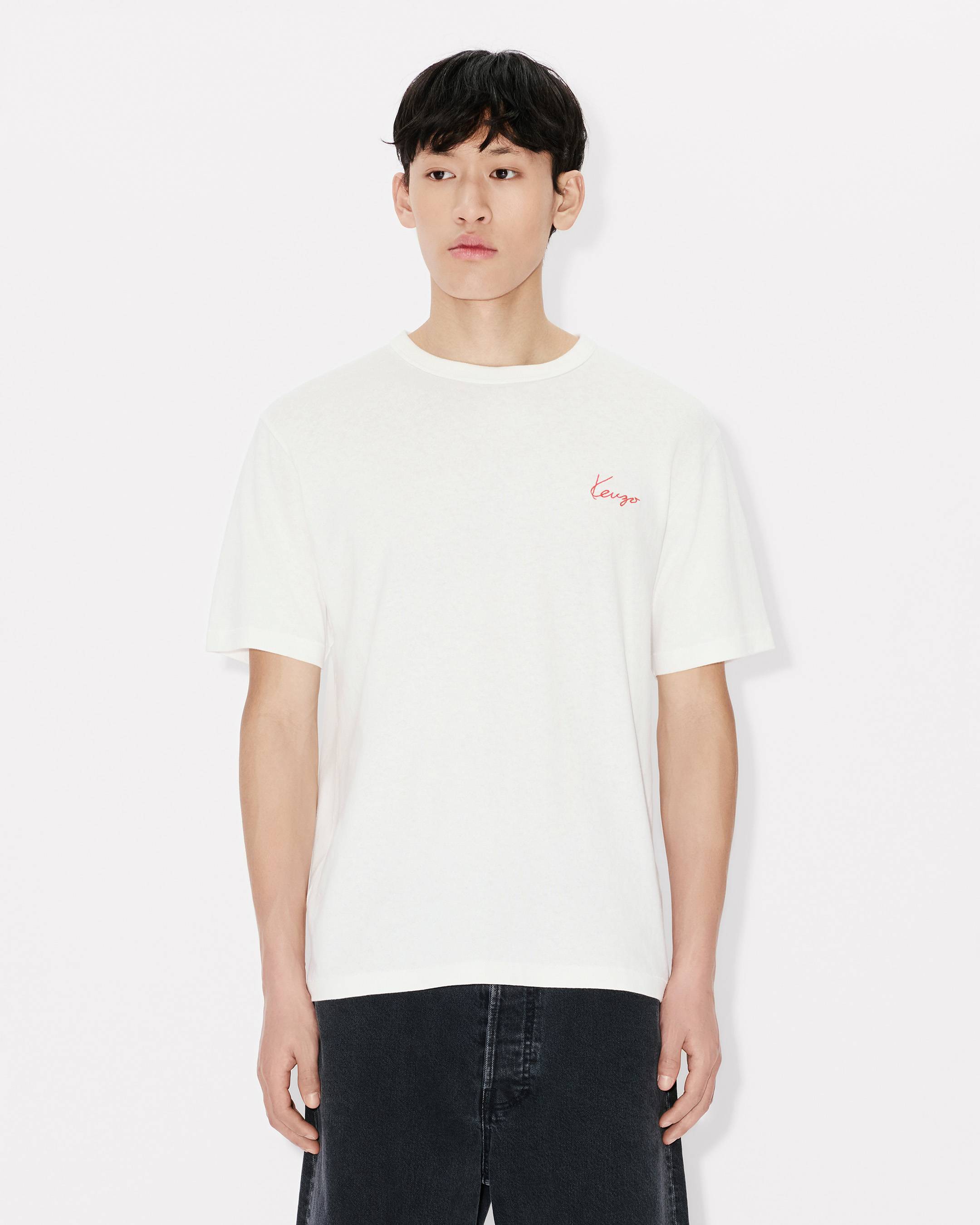 KENZO Archive Rose' embroidered outlined T-shirt in cotton | Men's