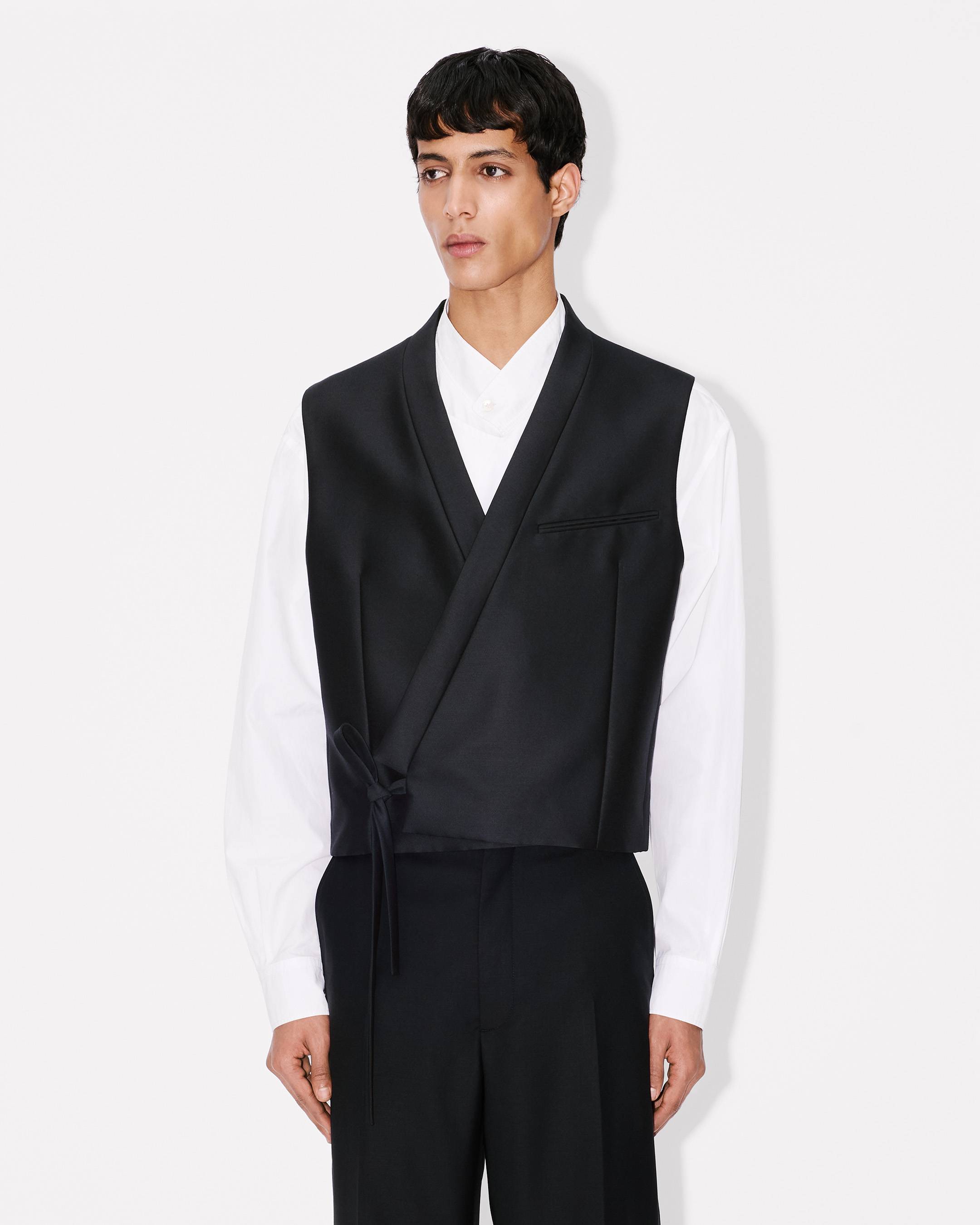 Kimono gilet in virgin wool and silk