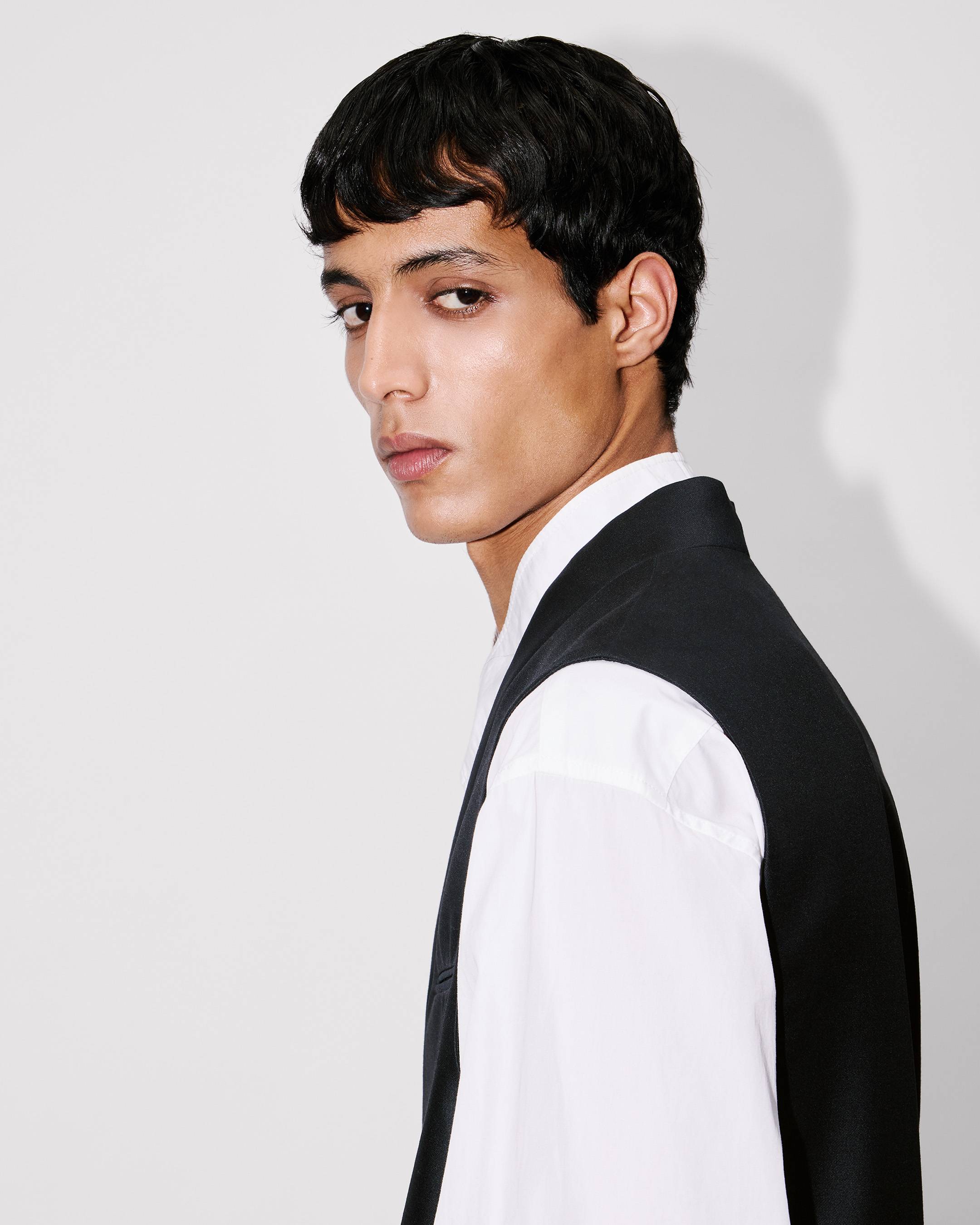 Kimono gilet in virgin wool and silk