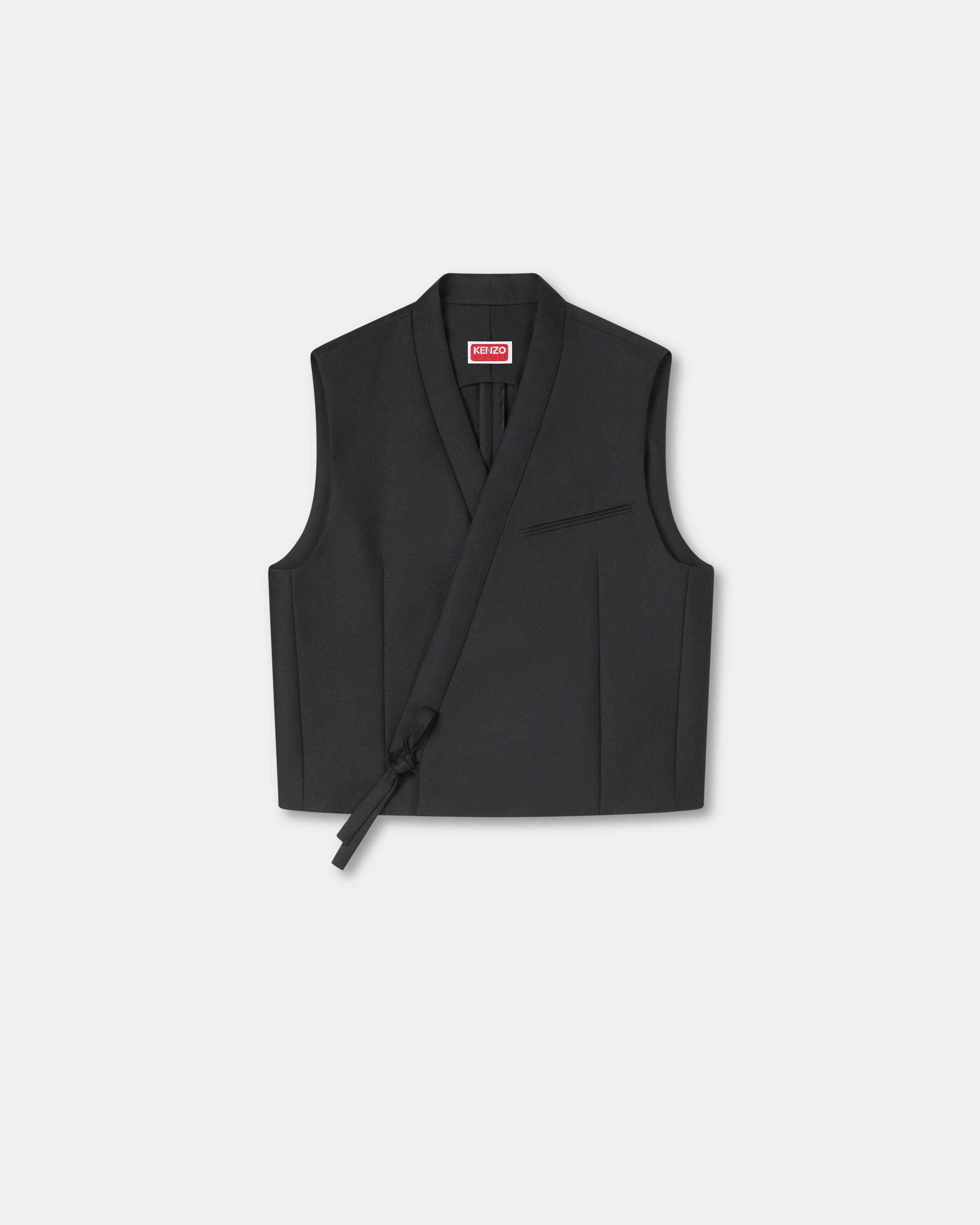 Kimono gilet in virgin wool and silk