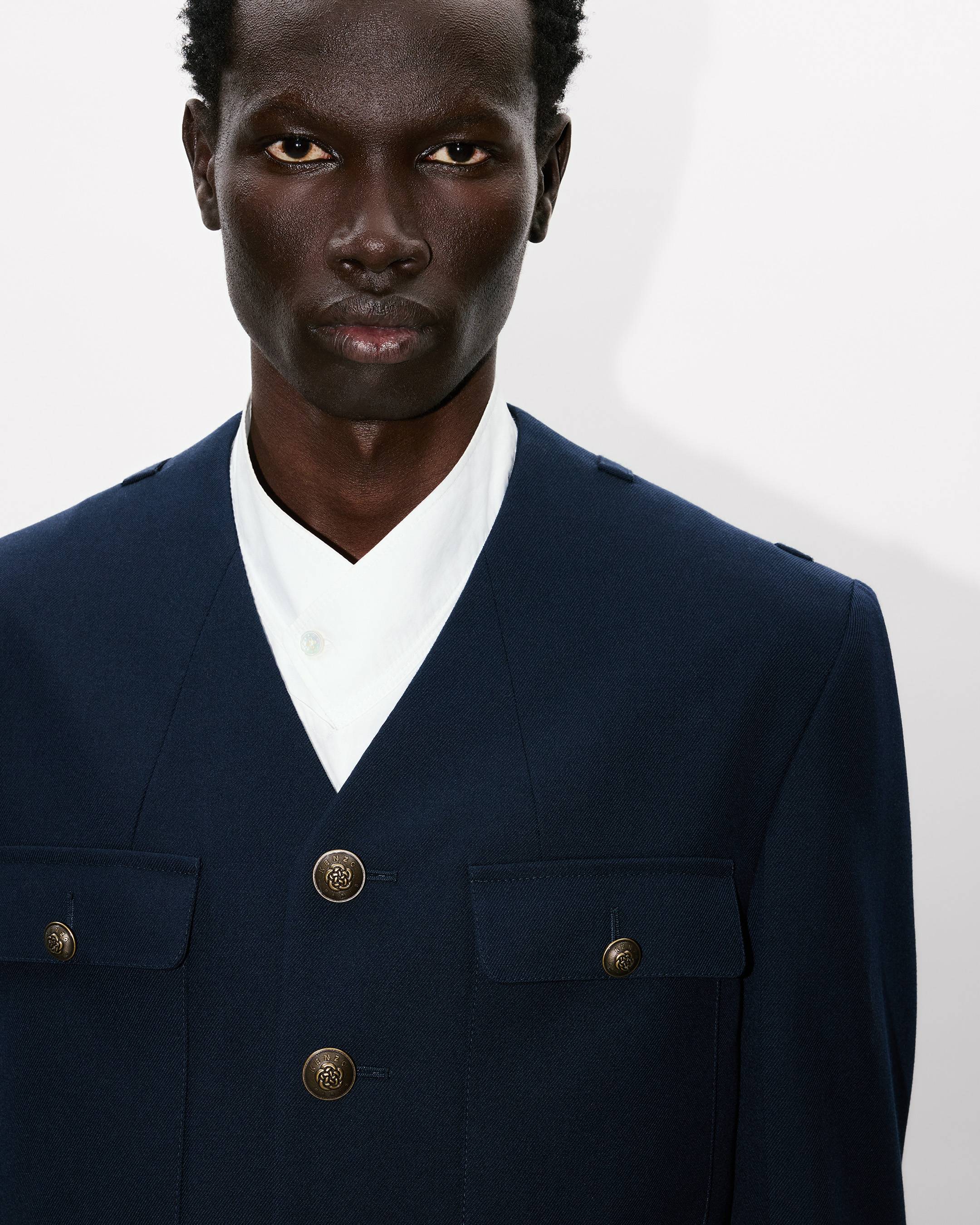 Collarless military jacket