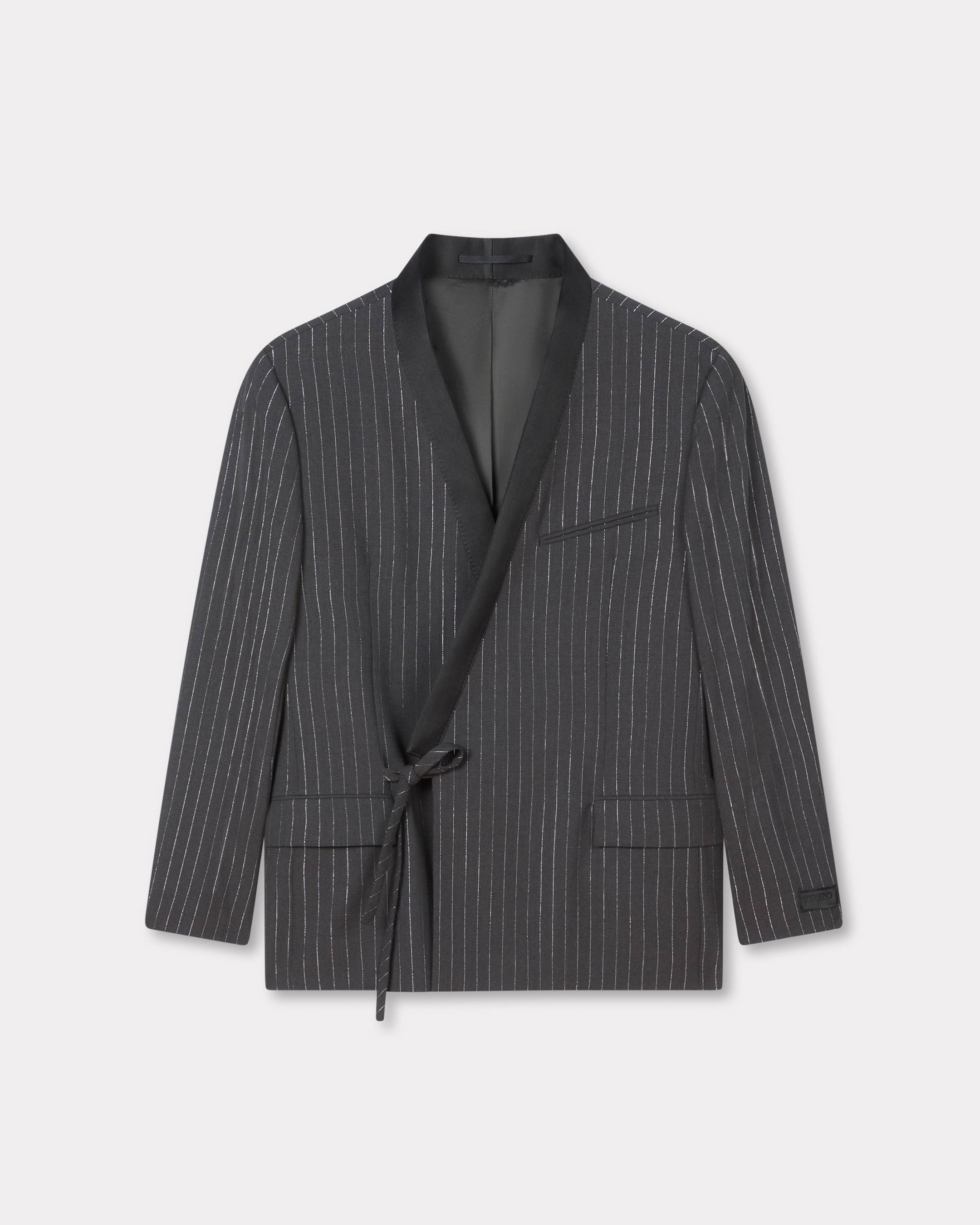 KENZO ' Stripes' Double Breasted Kimono Jacket, Man, Anthracite, Size 54, Wool