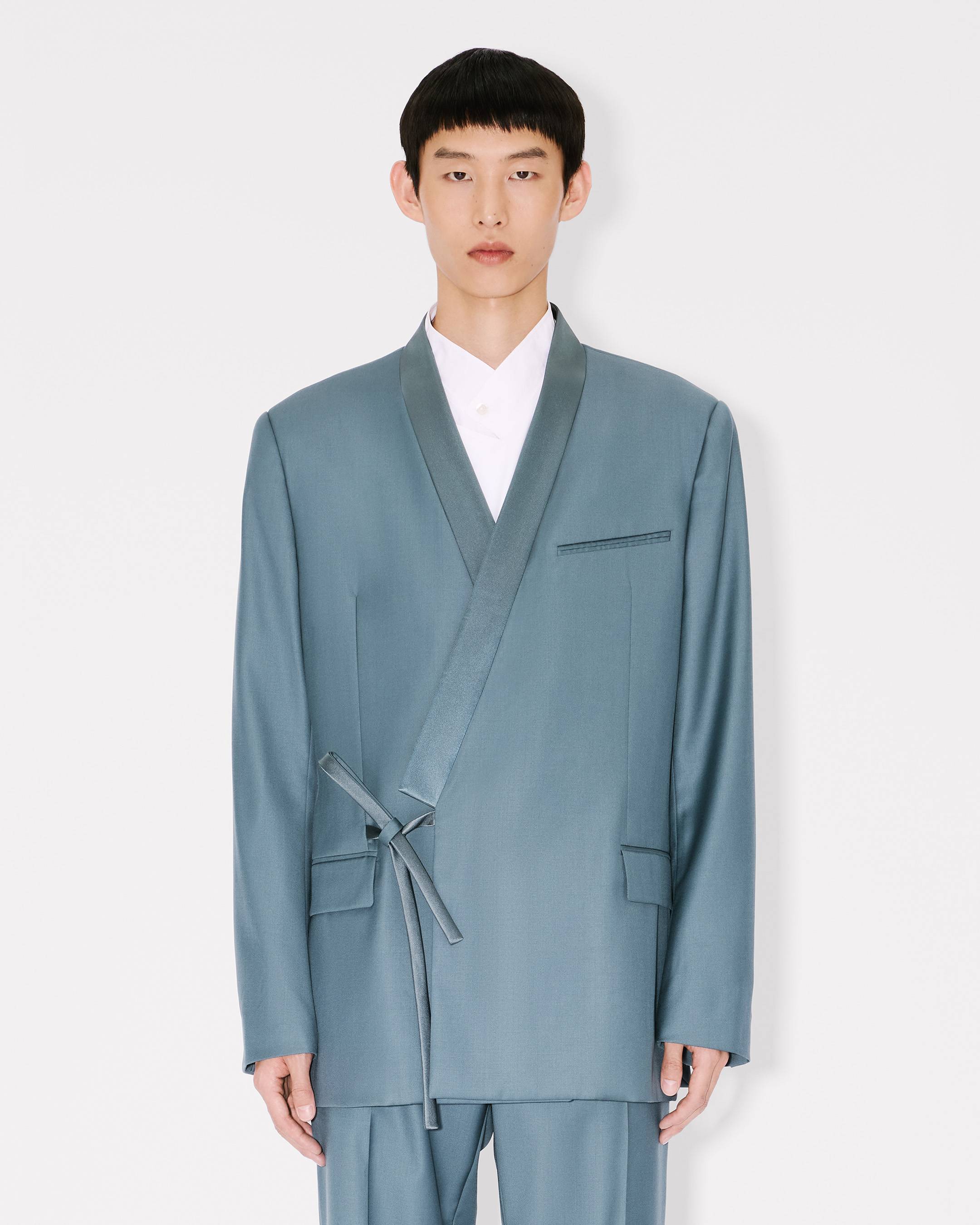 Double breasted kimono jacket in virgin wool