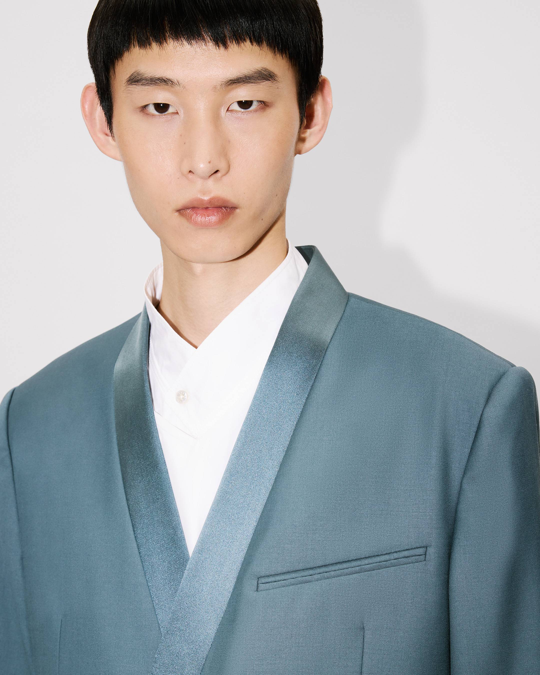 Double breasted kimono jacket in virgin wool