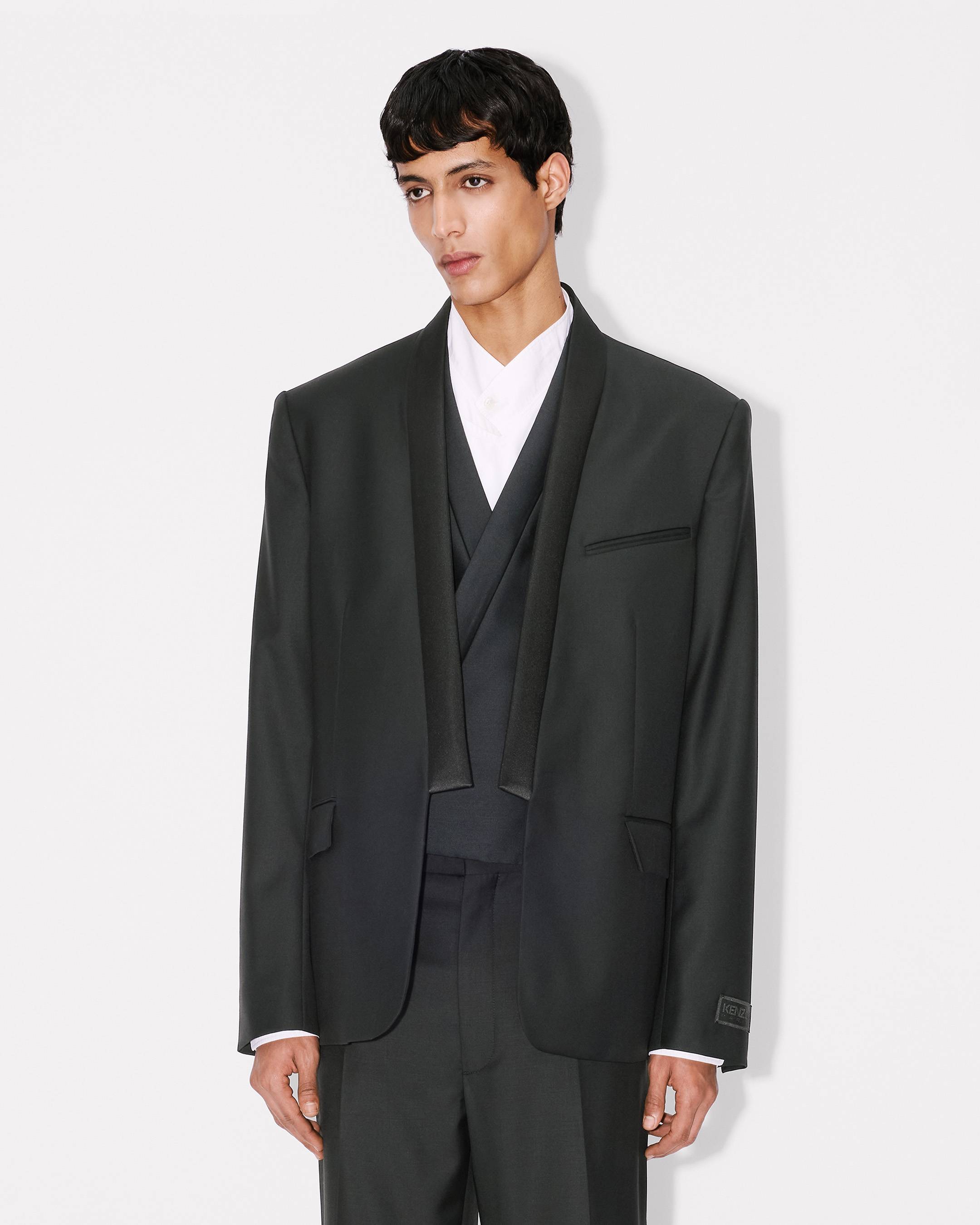 Blazer kimono de botonadura simple de lana virgen