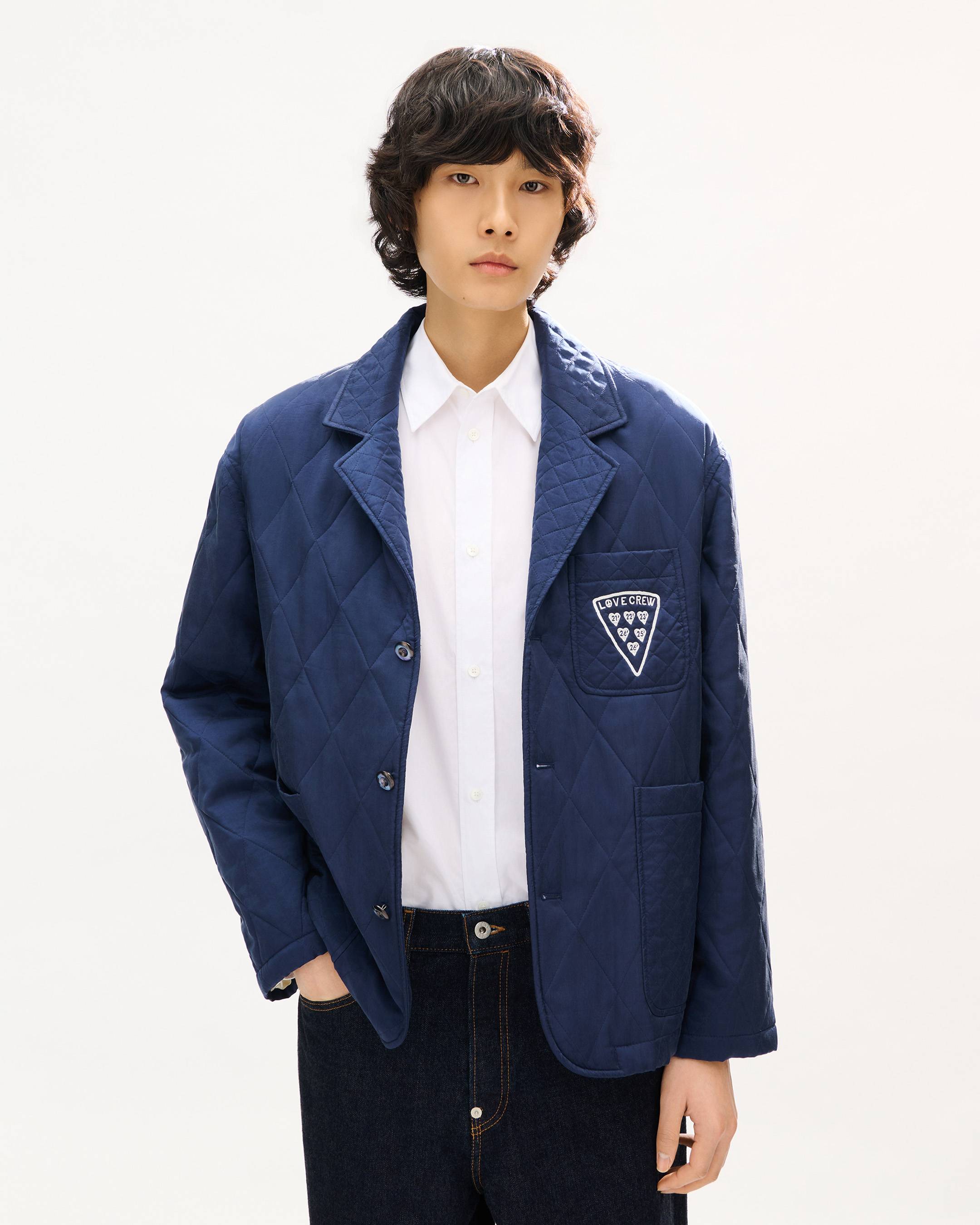 'KENZO Badges' quilted workwear jacket in cupro
