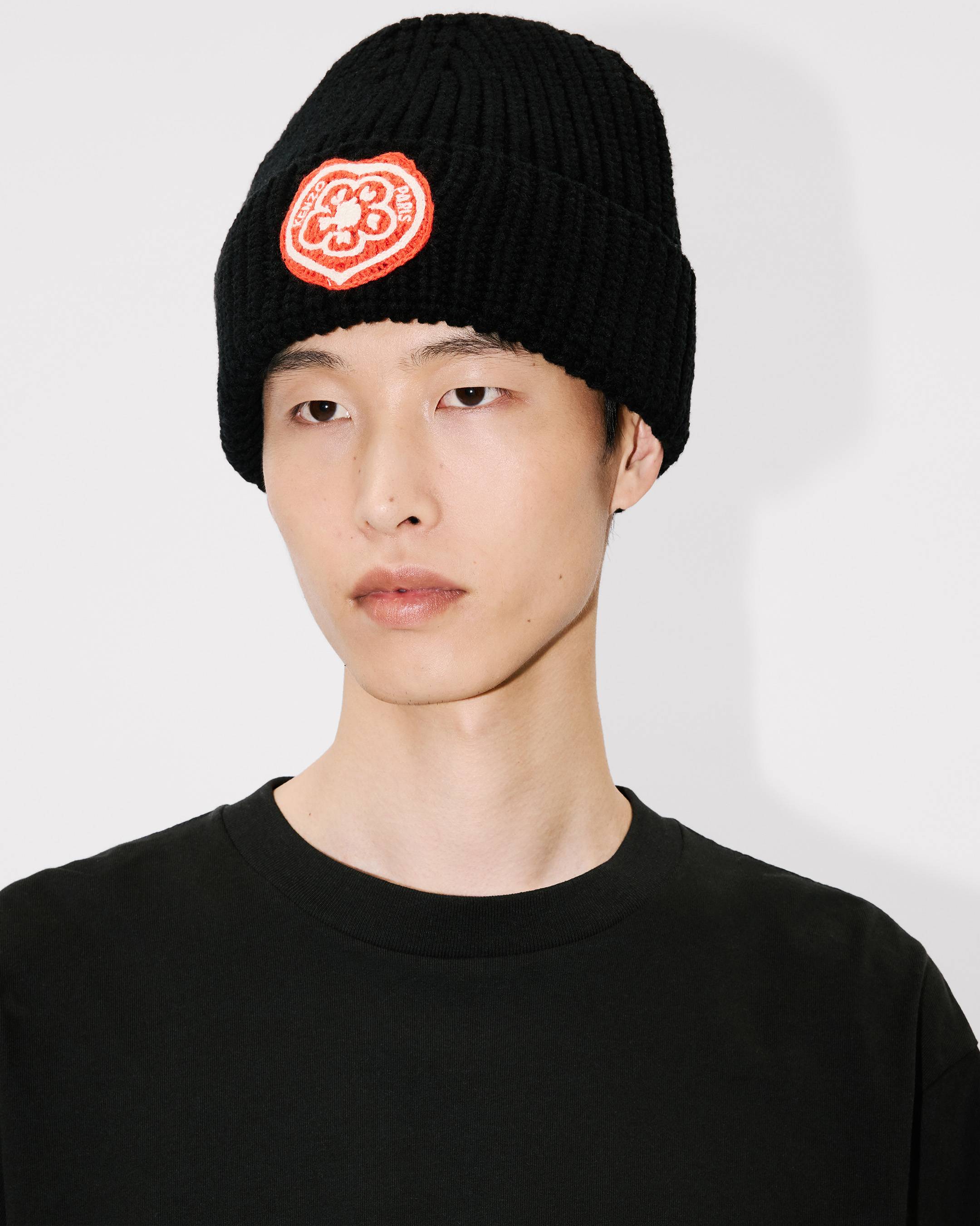 'KENZO Boke Heart' embroidered beanie in wool and cotton