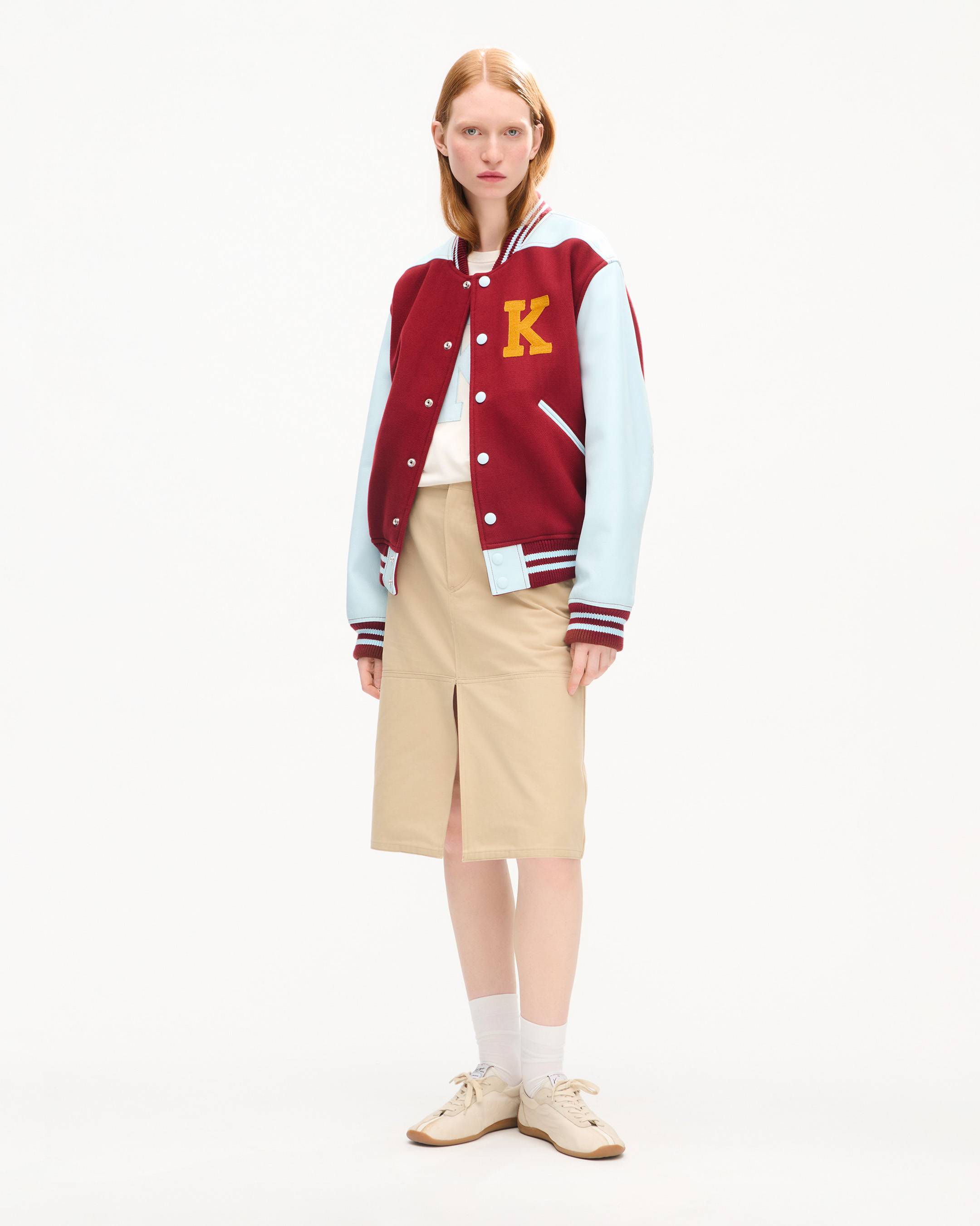 'KENZO Varsity' jacket in wool and leather
