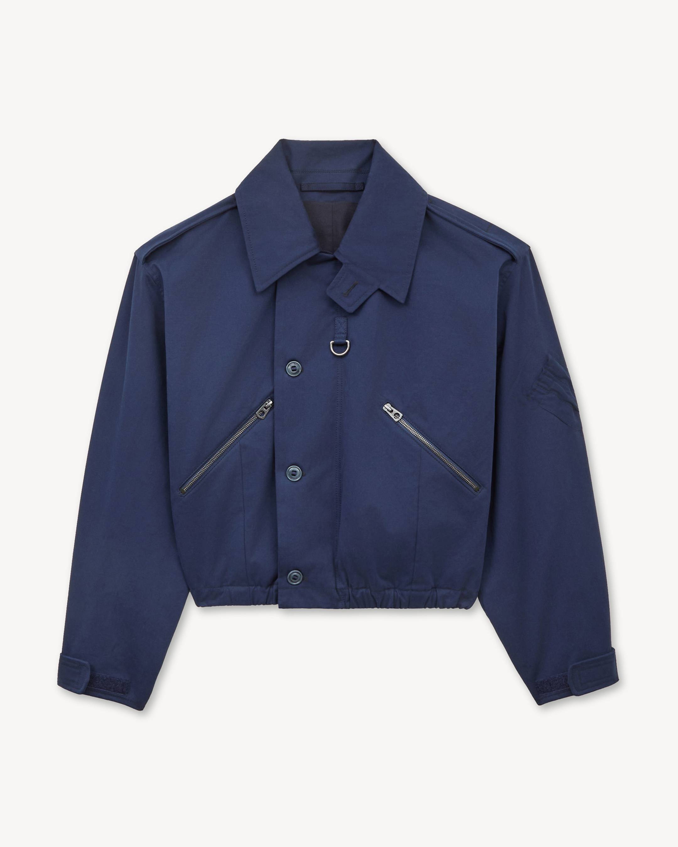 Kurze Bomberjacke im Military-Stil aus Baumwolltwill