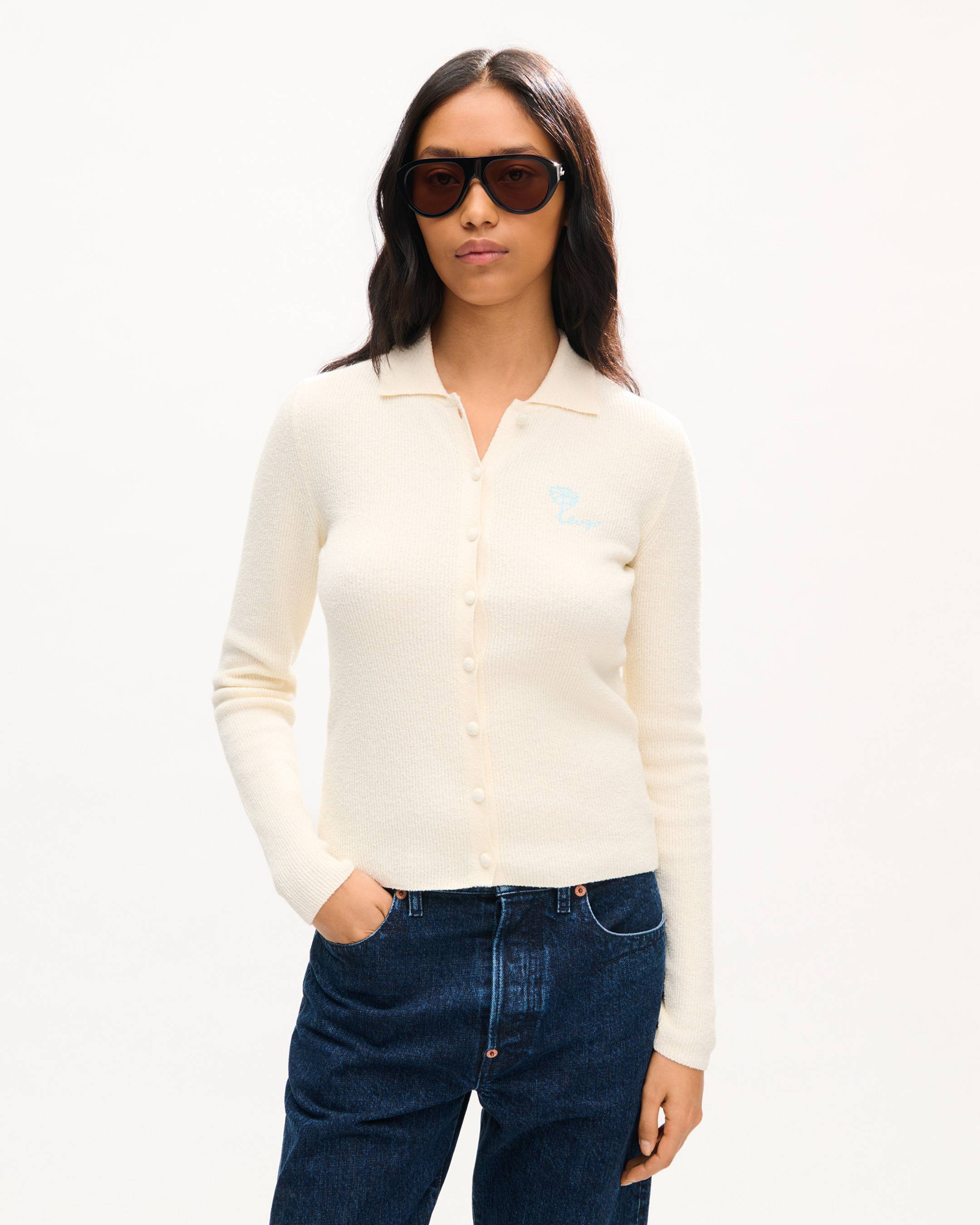 'KENZO Tulip' embroidered cardigan in spongy cotton