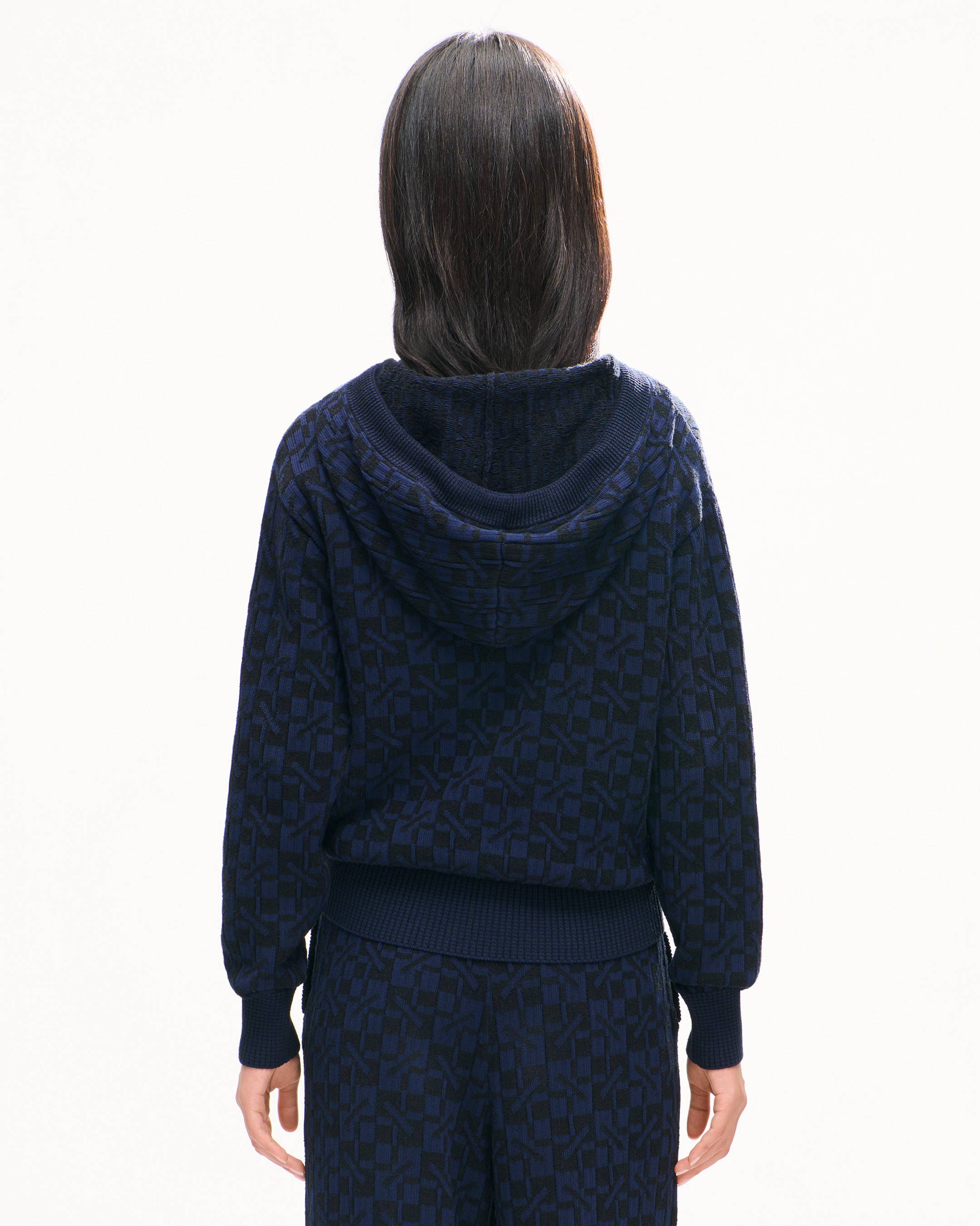 'Kenzogram' knitted zip-up cardigan in cotton
