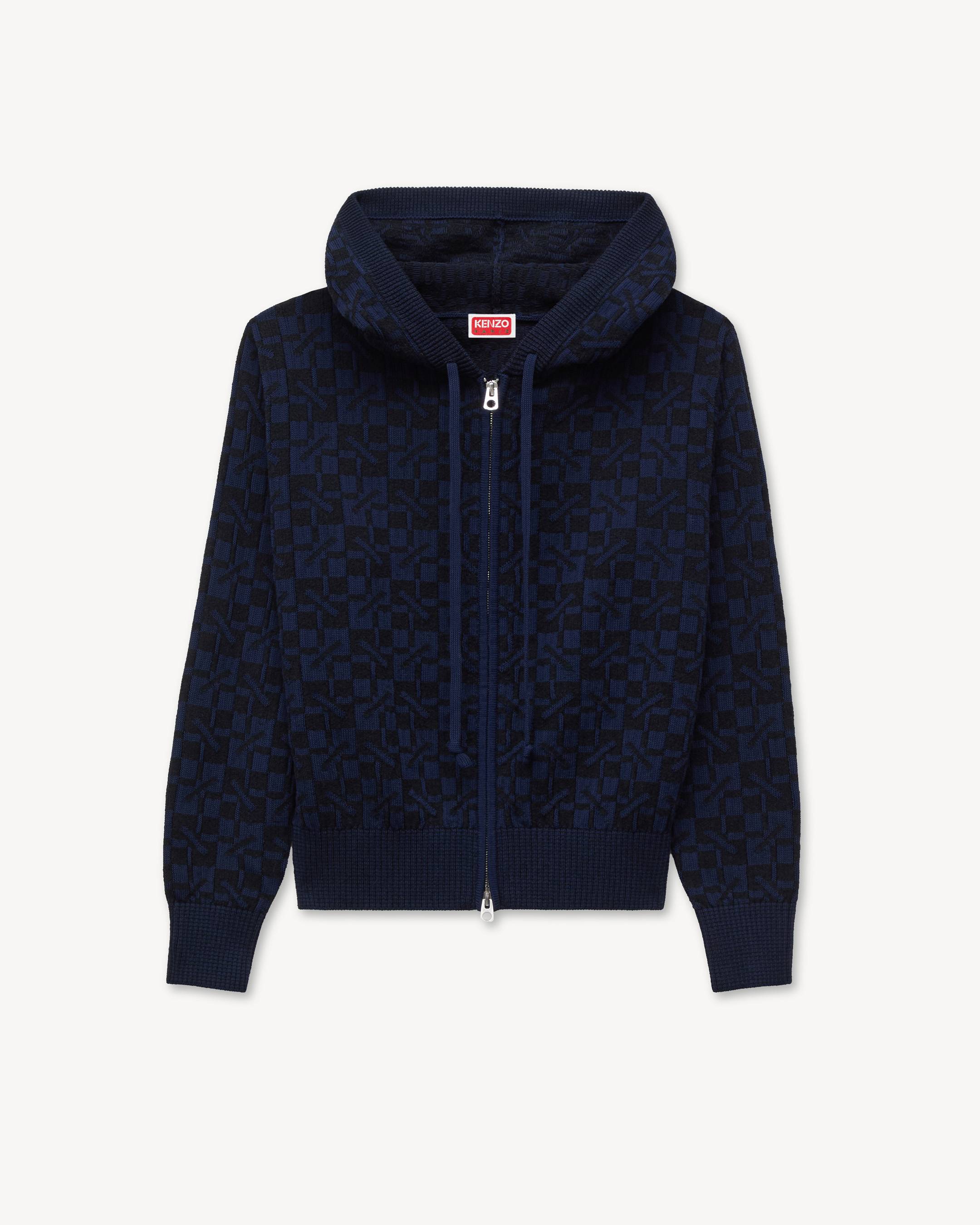 'Kenzogram' knitted zip-up cardigan in cotton