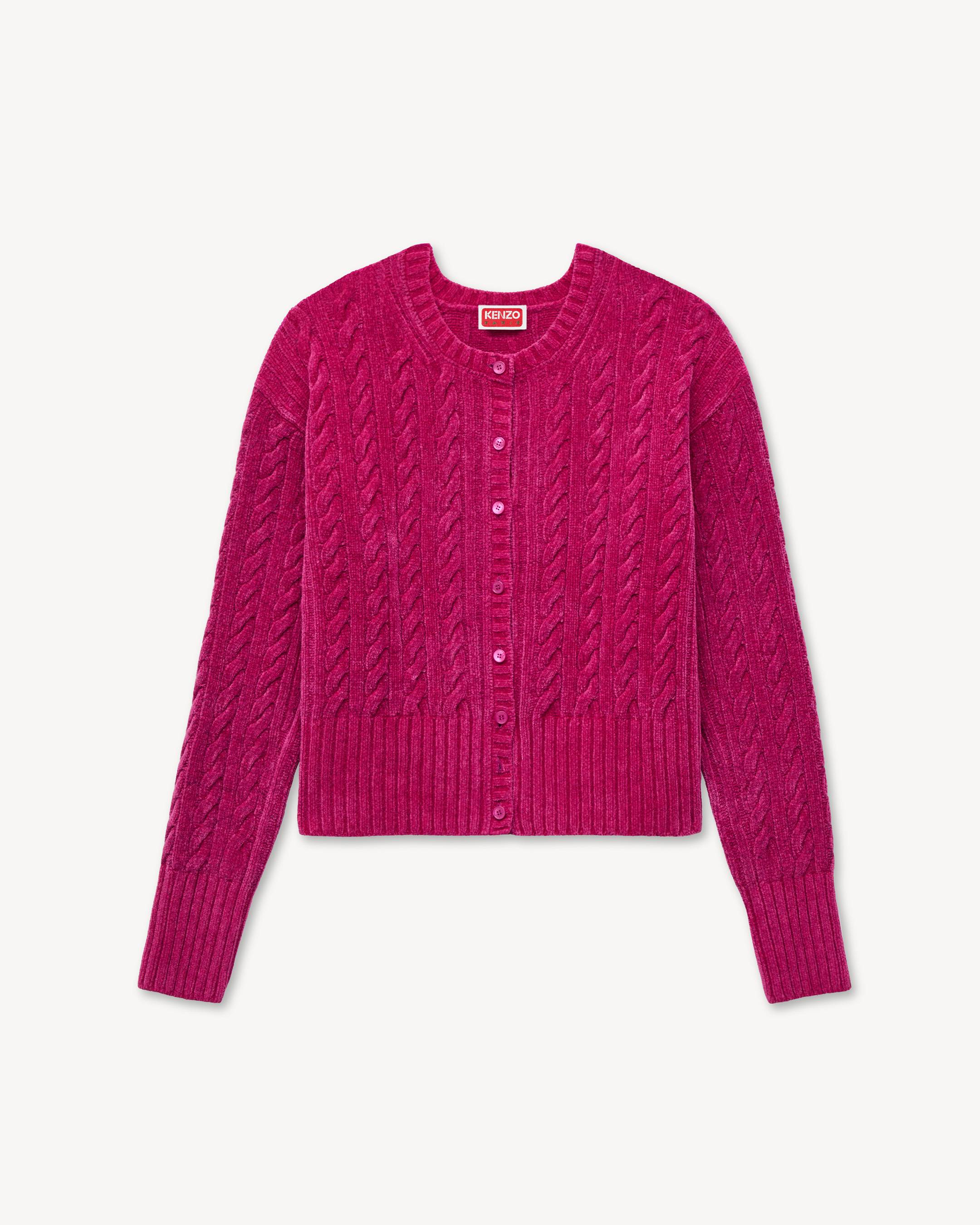 Cable-knit cardigan in velvet