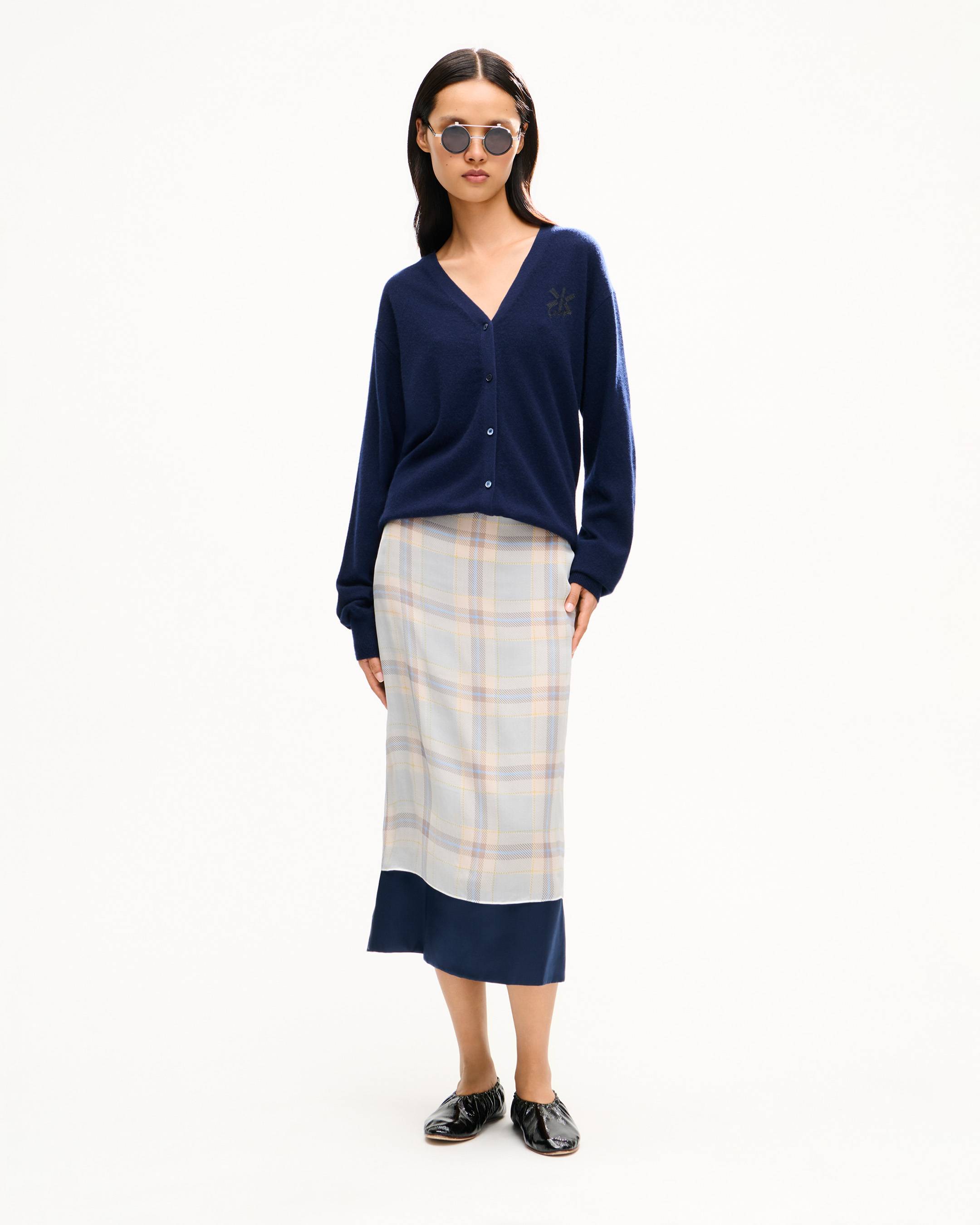 'KENZO Double K' embroidered cardigan in wool cashmere