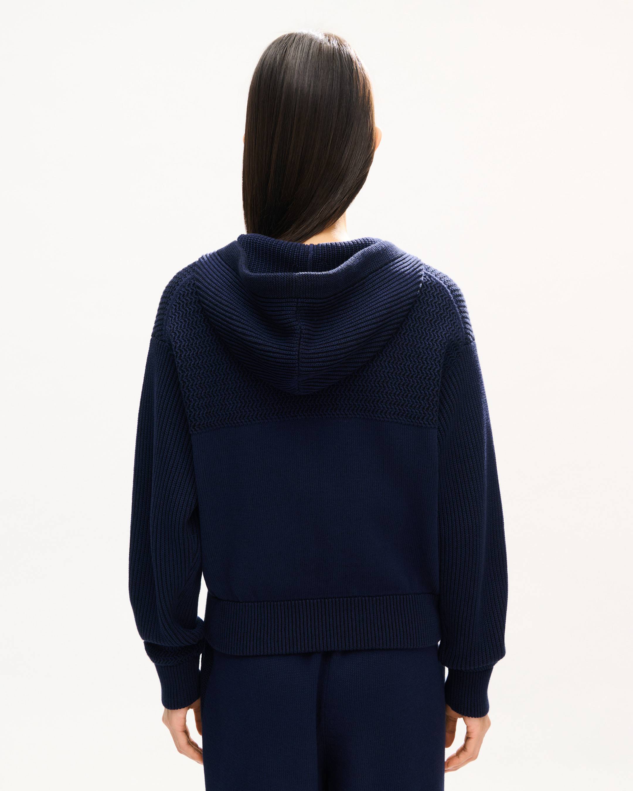 'KENZO Signature' knitted zip-up hoodie in cotton wool