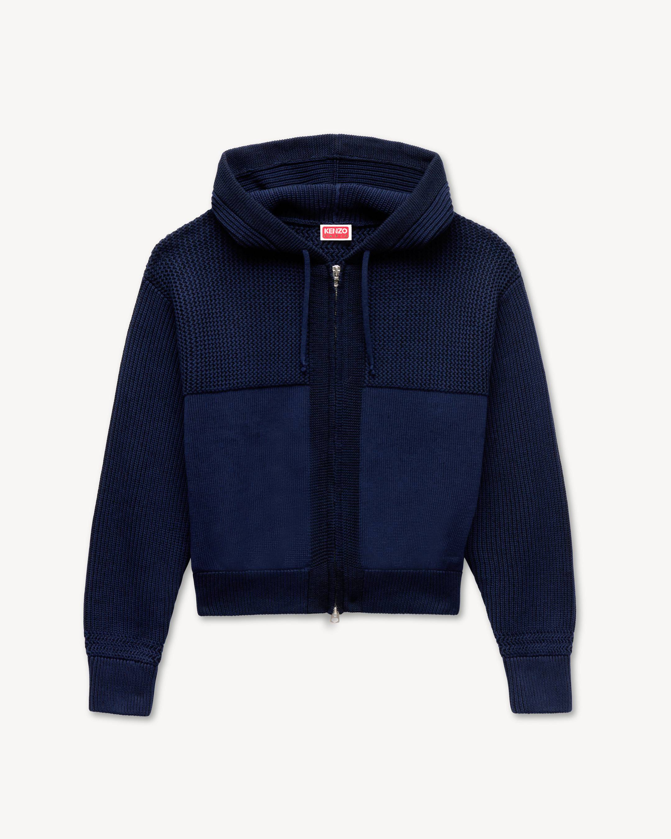 'KENZO Signature' knitted zip-up hoodie in cotton wool