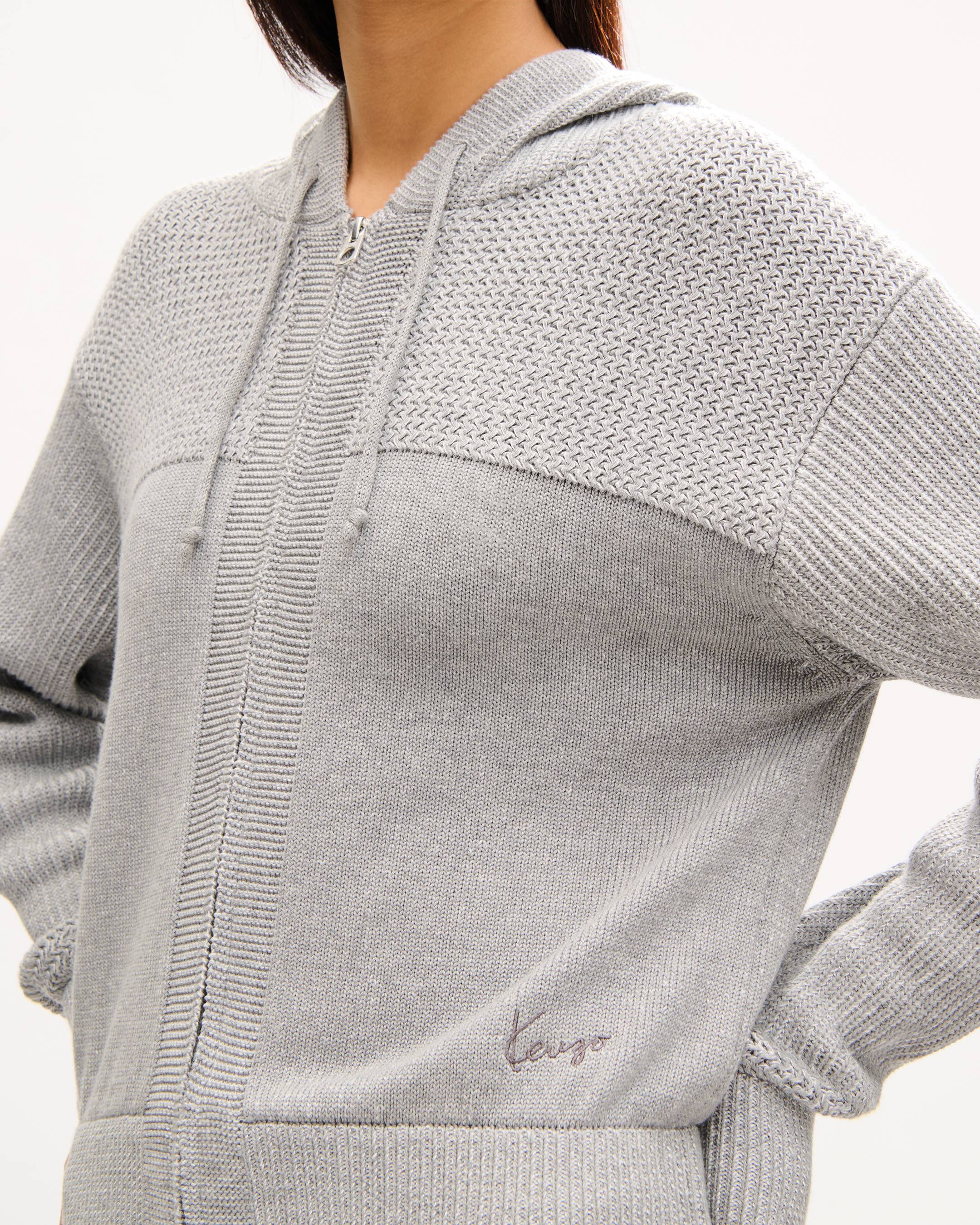 Sudadera de punto con capucha y cremallera de algod&oacute;n y lana 'KENZO Signature'