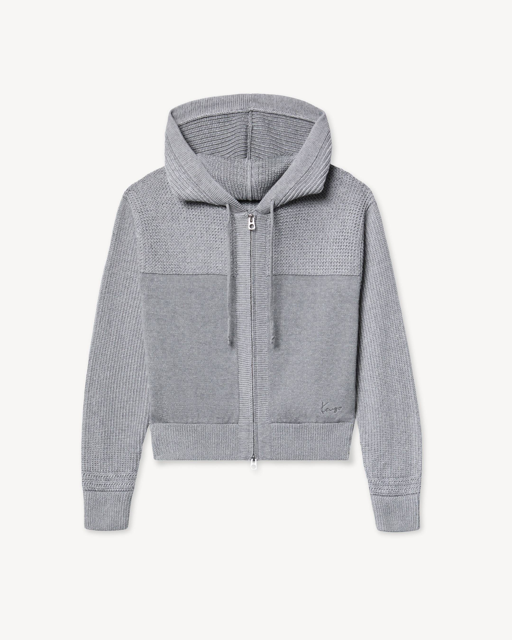 Sudadera de punto con capucha y cremallera de algod&oacute;n y lana 'KENZO Signature'