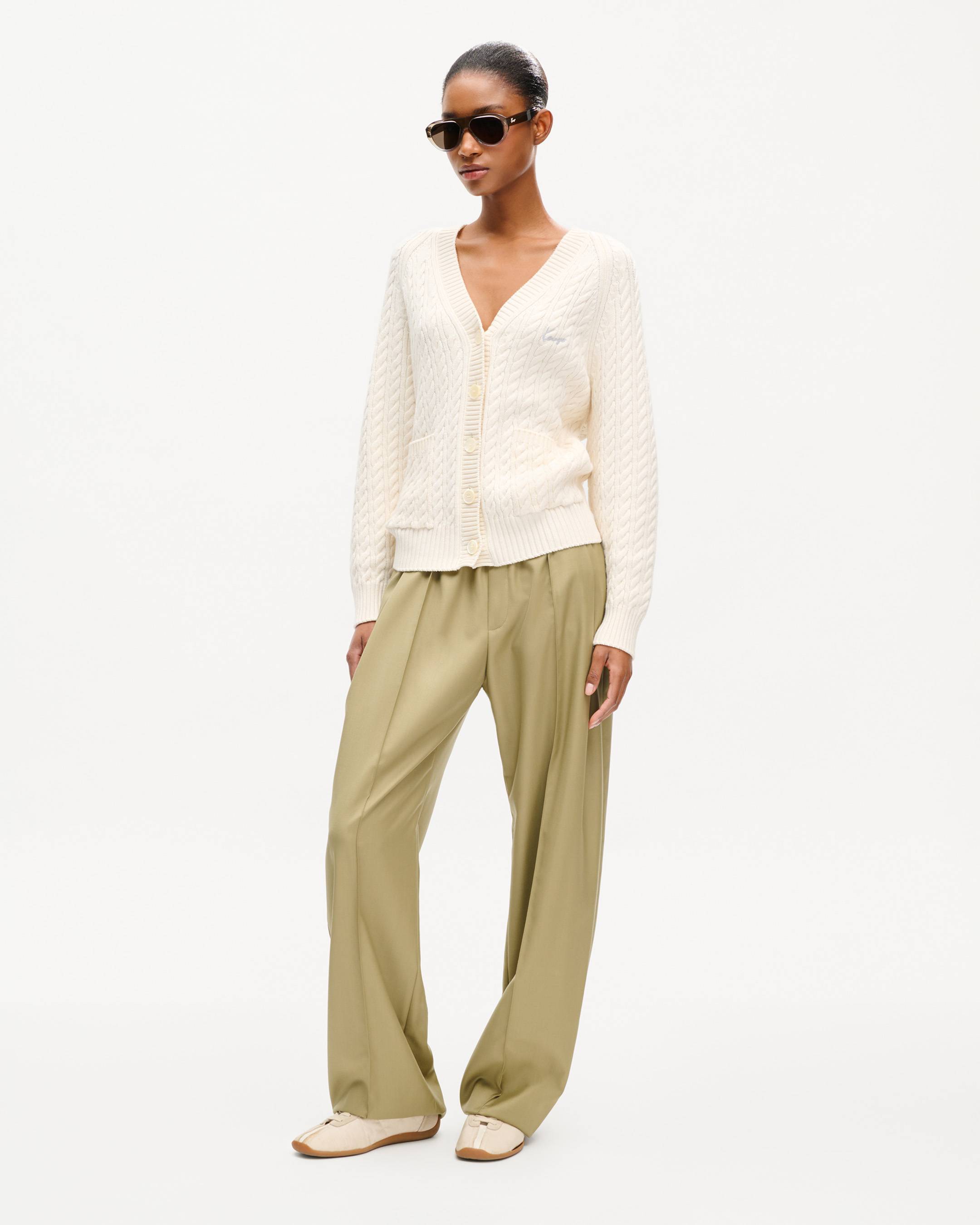 KENZO Signature' embroidered loose knit cardigan in cotton wool