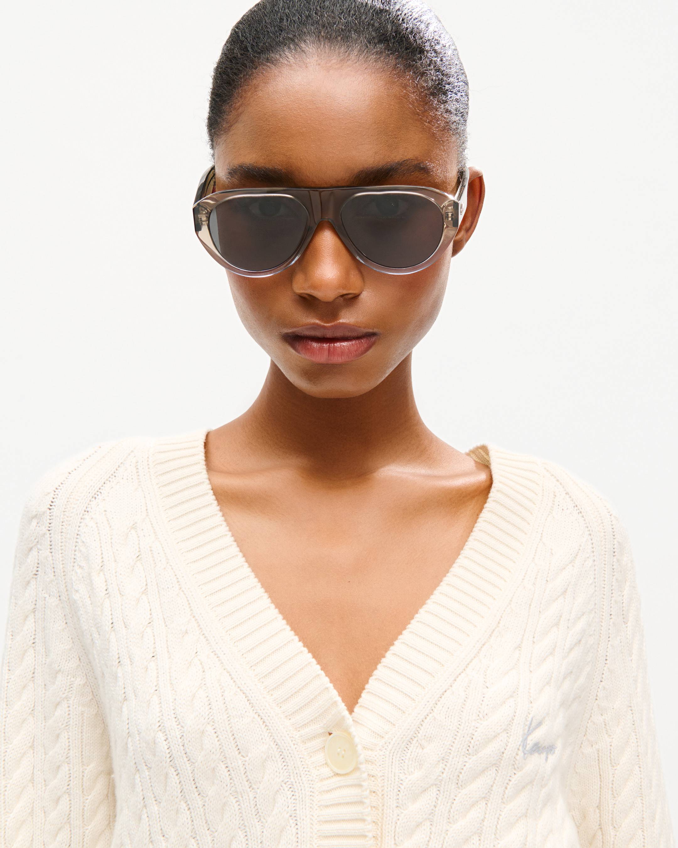 KENZO Signature' embroidered loose knit cardigan in cotton wool