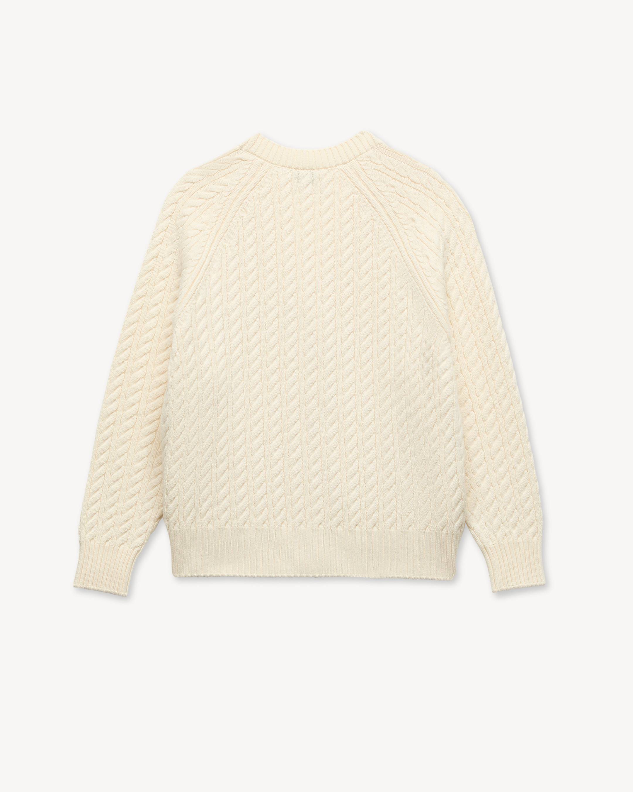 'KENZO Signature' embroidered loose knit cardigan in cotton wool