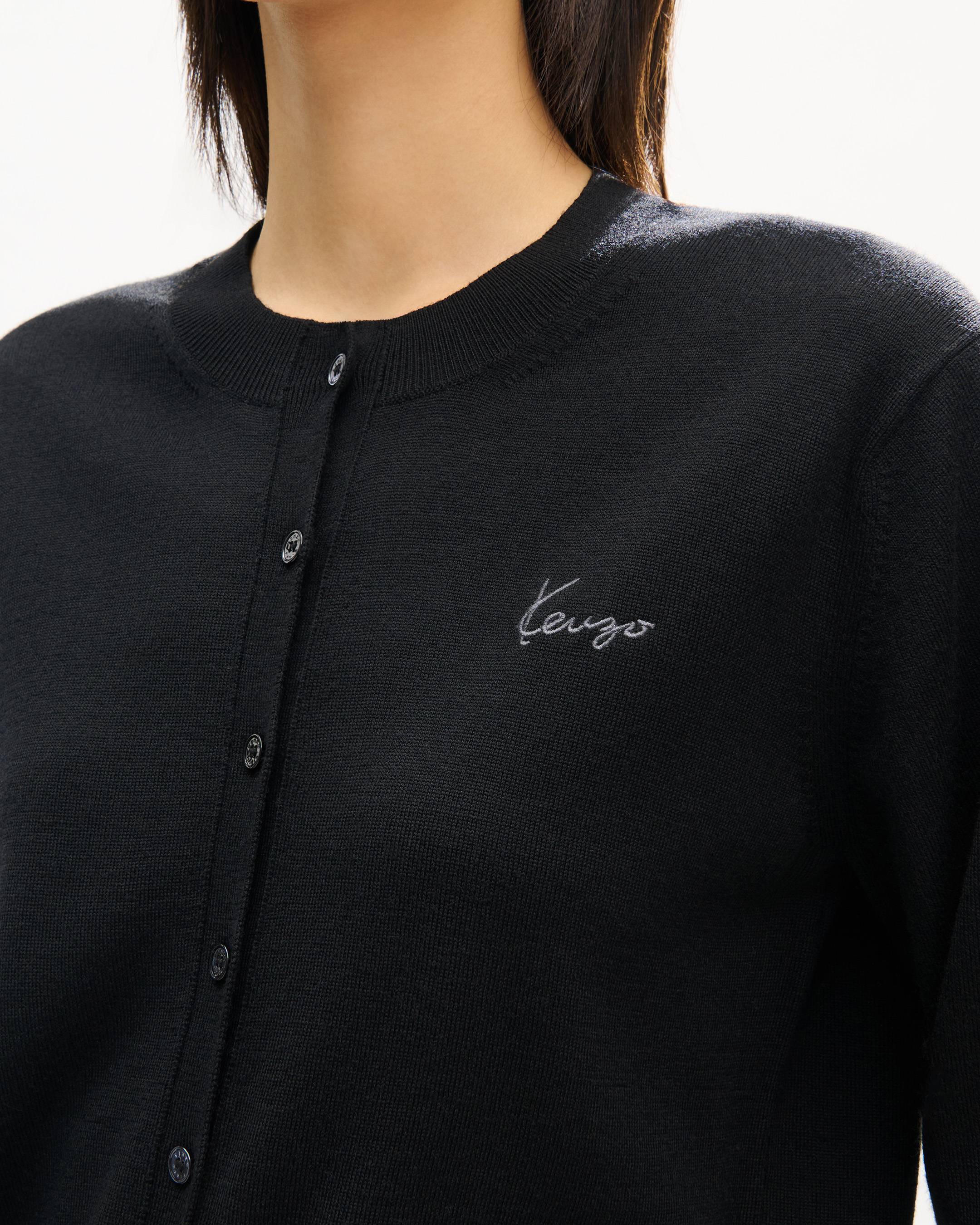 'KENZO Signature' embroidered cardigan in merino wool