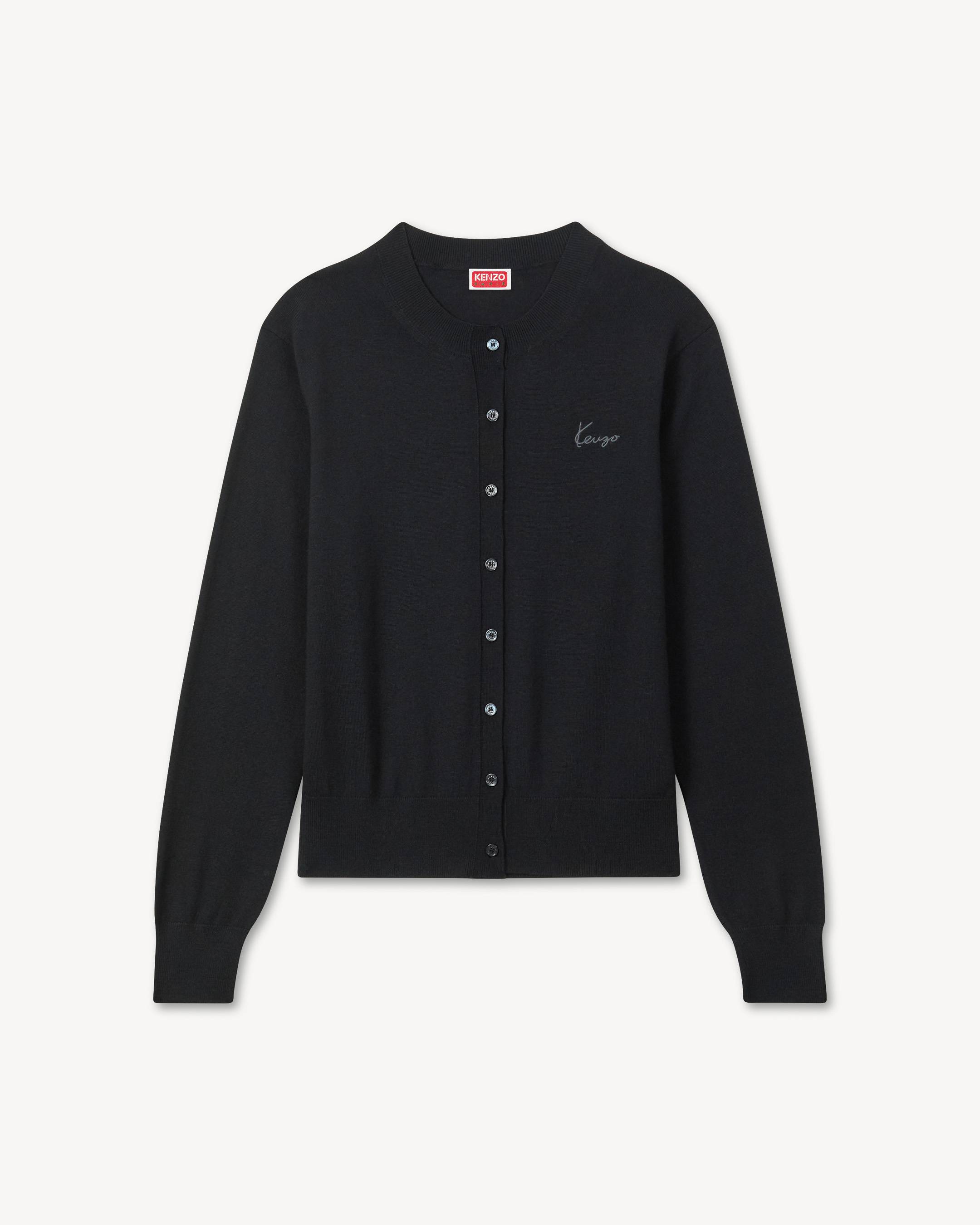'KENZO Signature' embroidered cardigan in merino wool