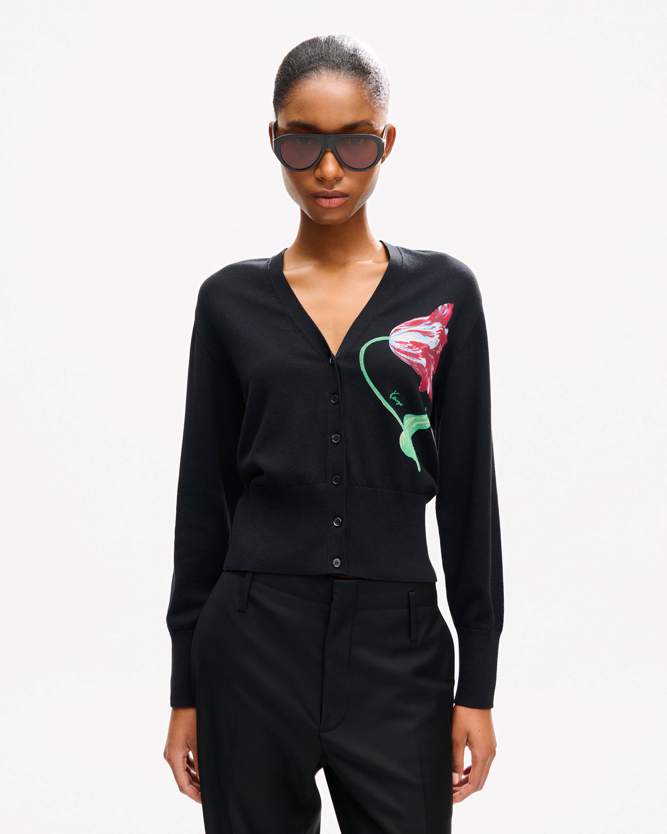 &bdquo;KENZO Tulip&ldquo;-Cardigan aus Baumwoll-Woll-Mischung