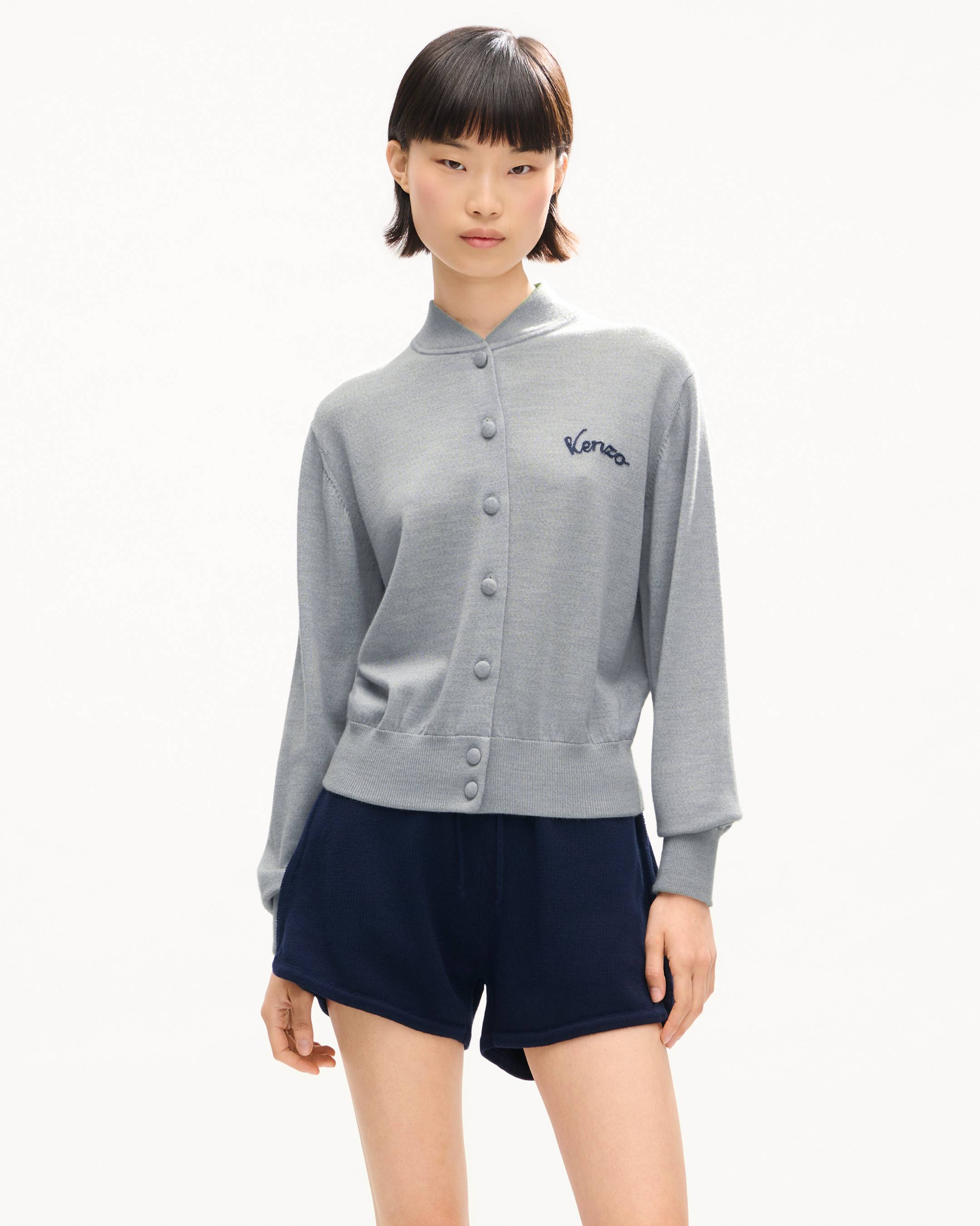 Varsity-Strickjacke mit &bdquo;KENZO Eiffel Tower Design&ldquo; aus Wolle